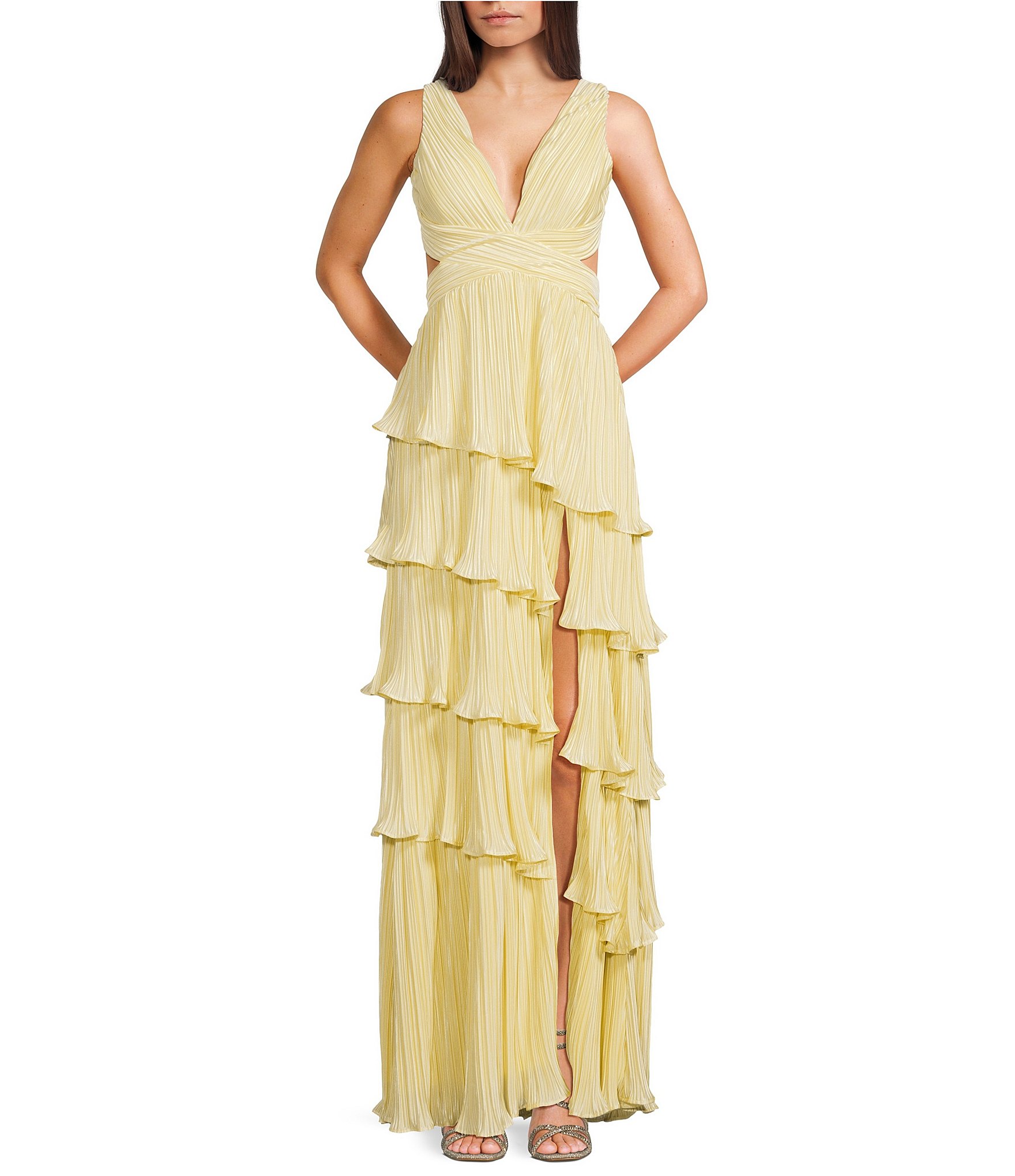 dillards yellow satin dress satin: Dresses For Women