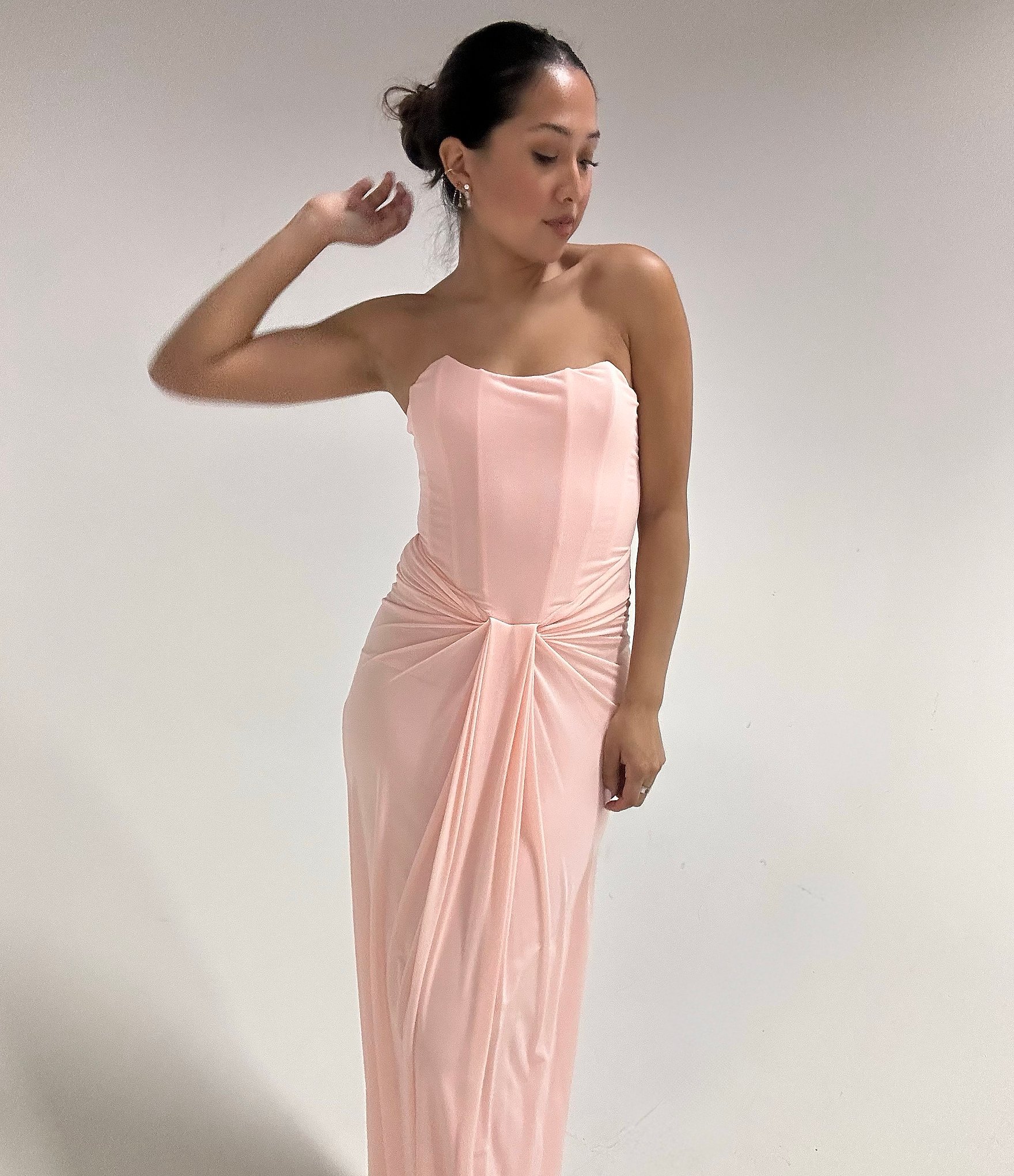 Lulus Siren Corset Drape Front Long Dress