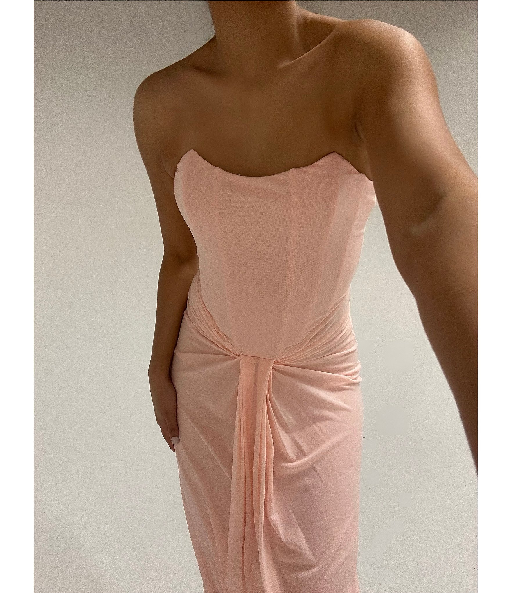 Lulus Siren Corset Drape Front Long Dress