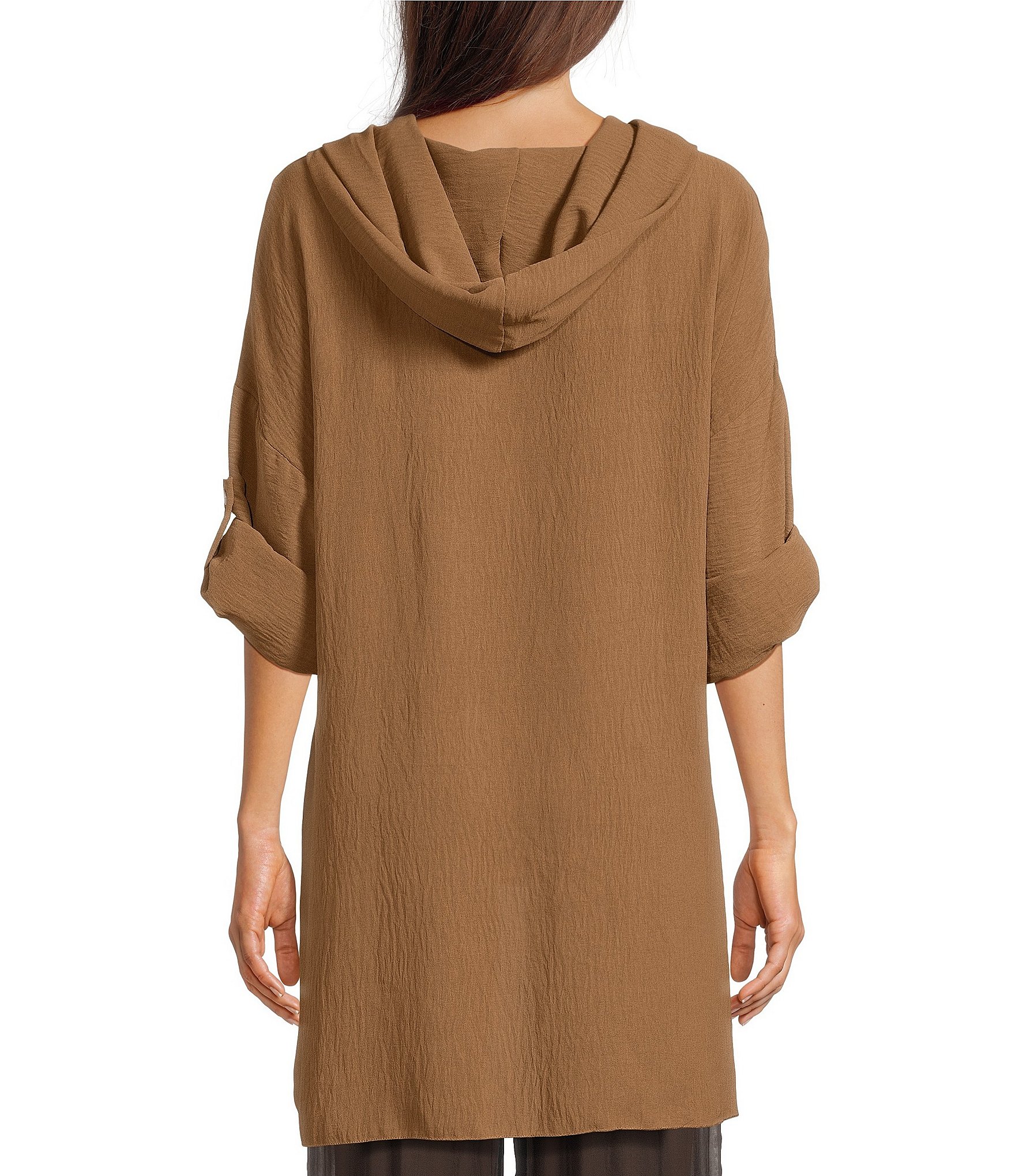 M Made in Italy Cowl Neck 3/4 Sleeve High/Low Tunic