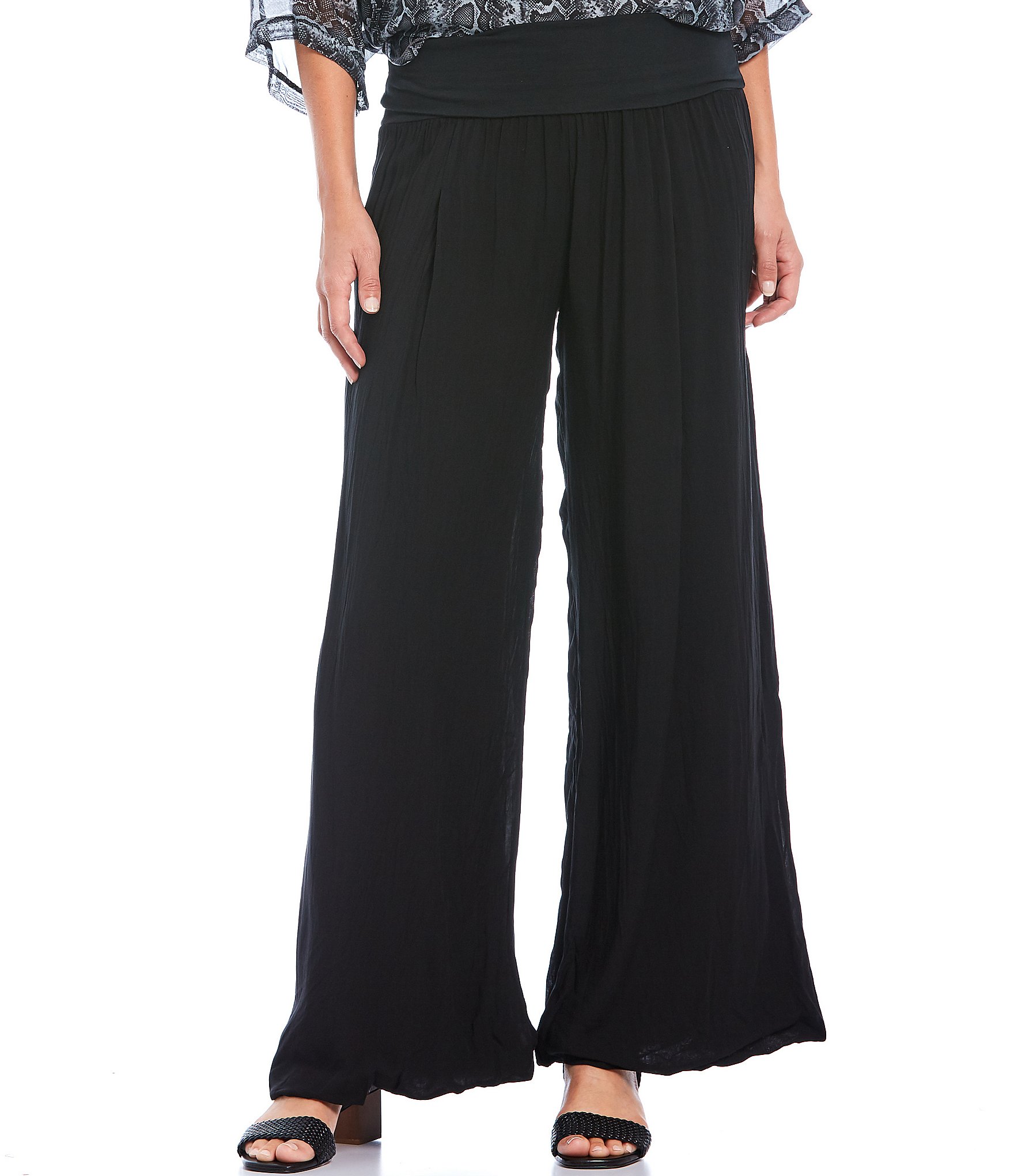 M Made in Italy Pull-On Pleated Ankle Coordinating Wide Leg Pants ...