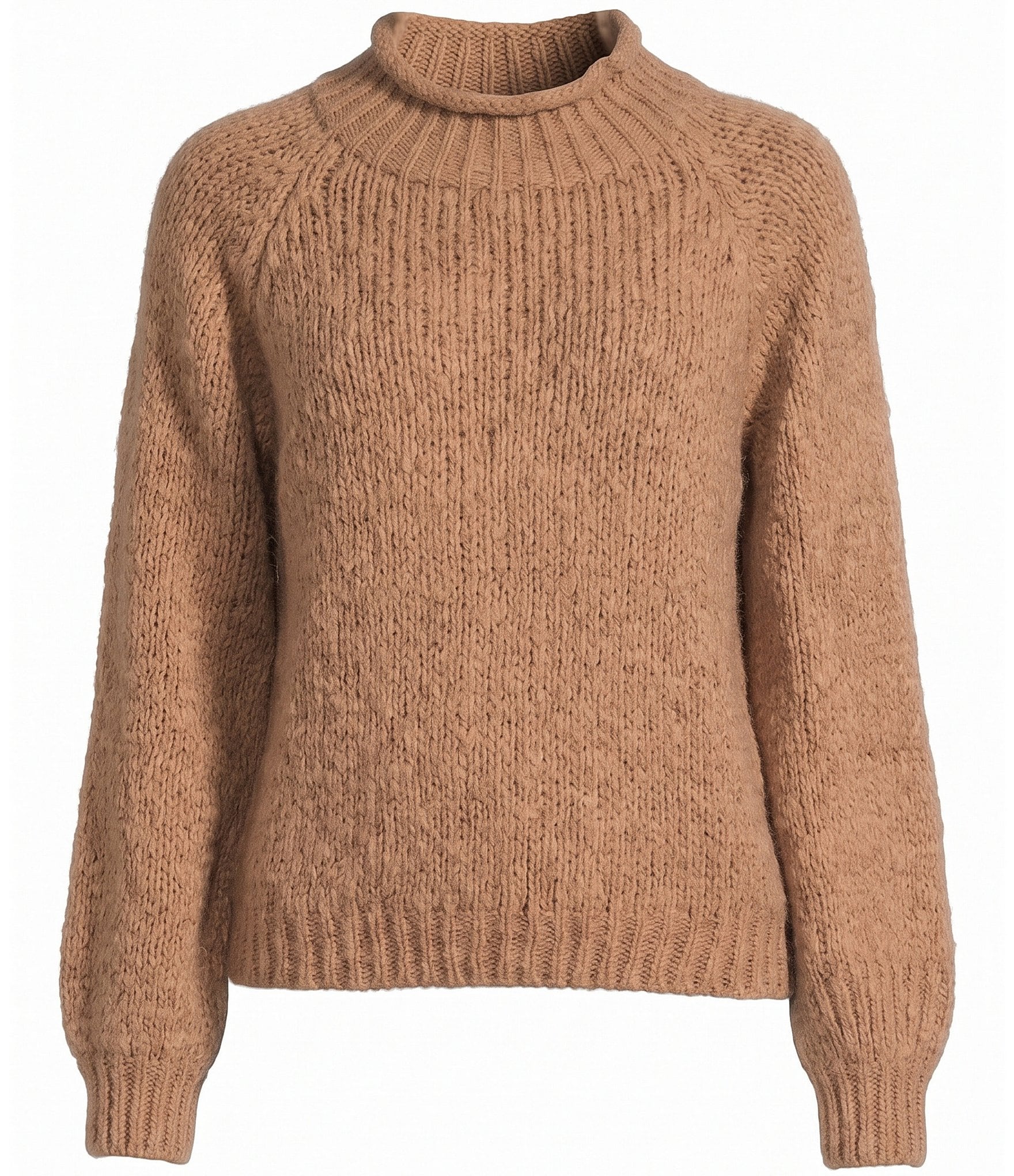M Made in Italy Ribbed Knit Mock Neck Long Sleeve Sweater