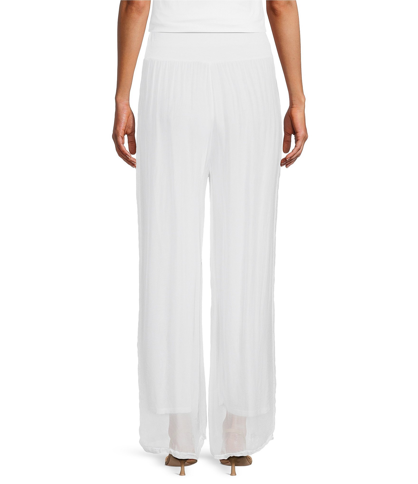 M Made in Italy Silky Wide Leg Pull-On Pants