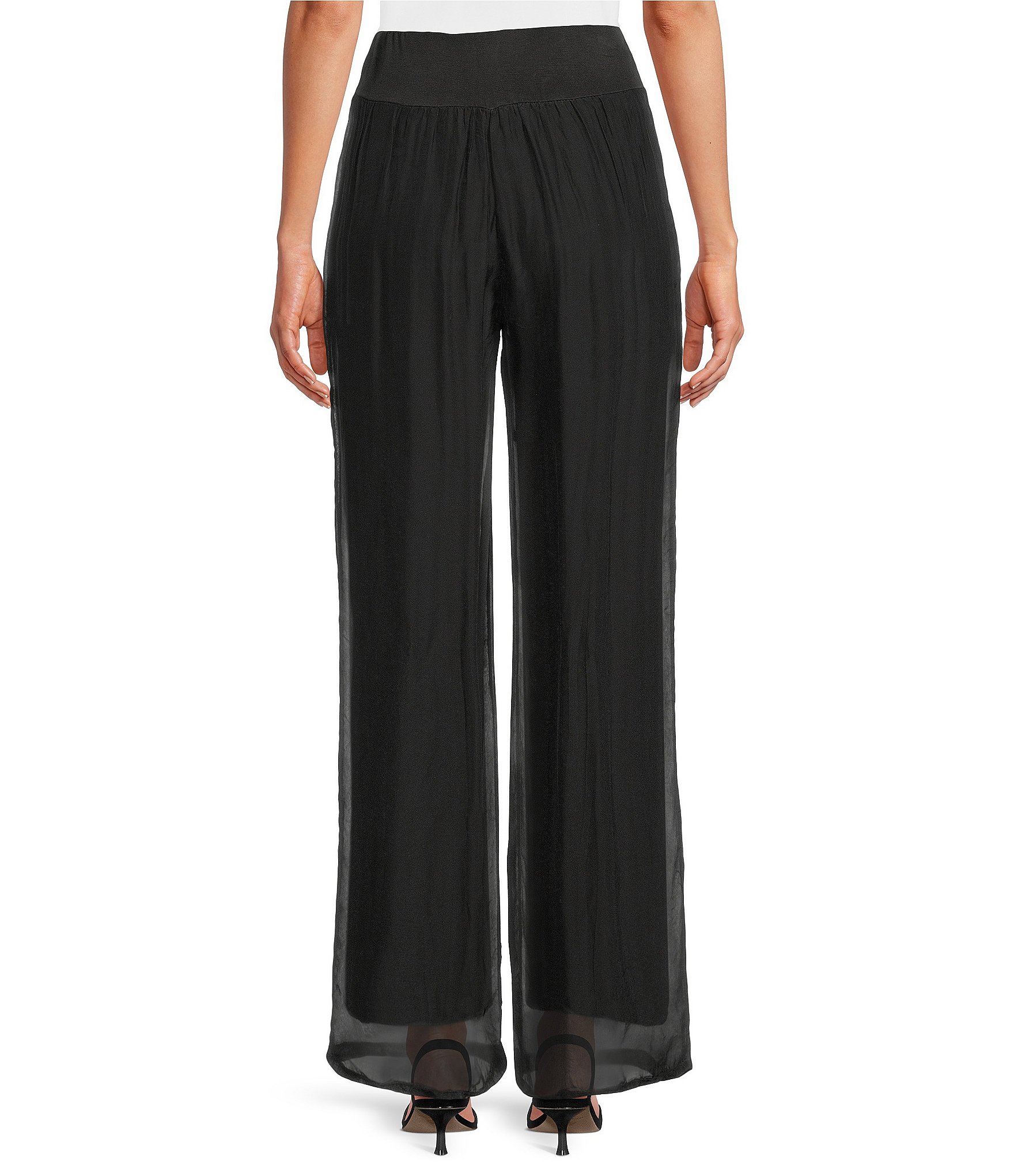 M Made in Italy Silky Wide Leg Pull-On Pants