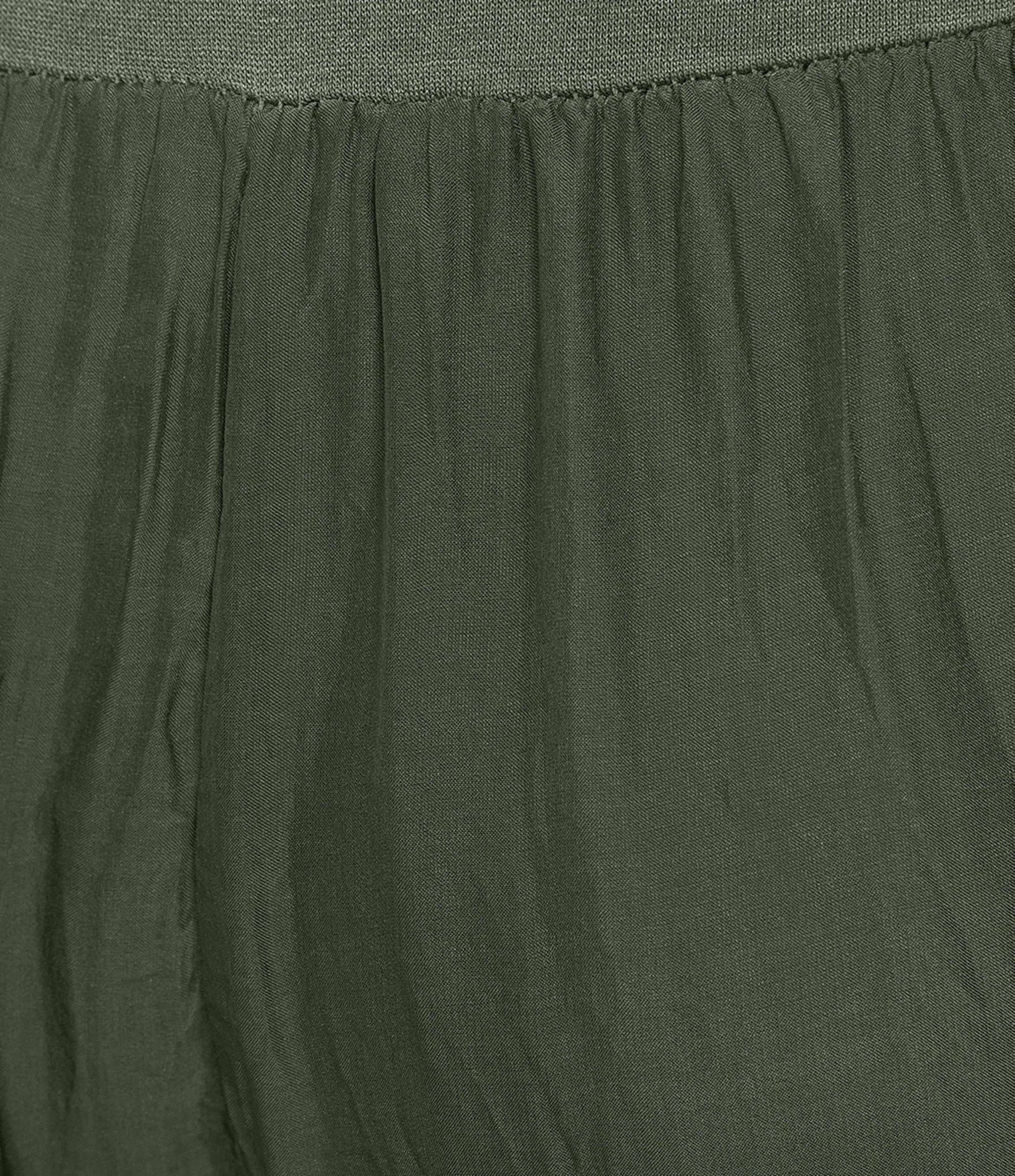 M Made in Italy Woven Silk Wide Leg Ankle Length Pull-On Coordinating Pants