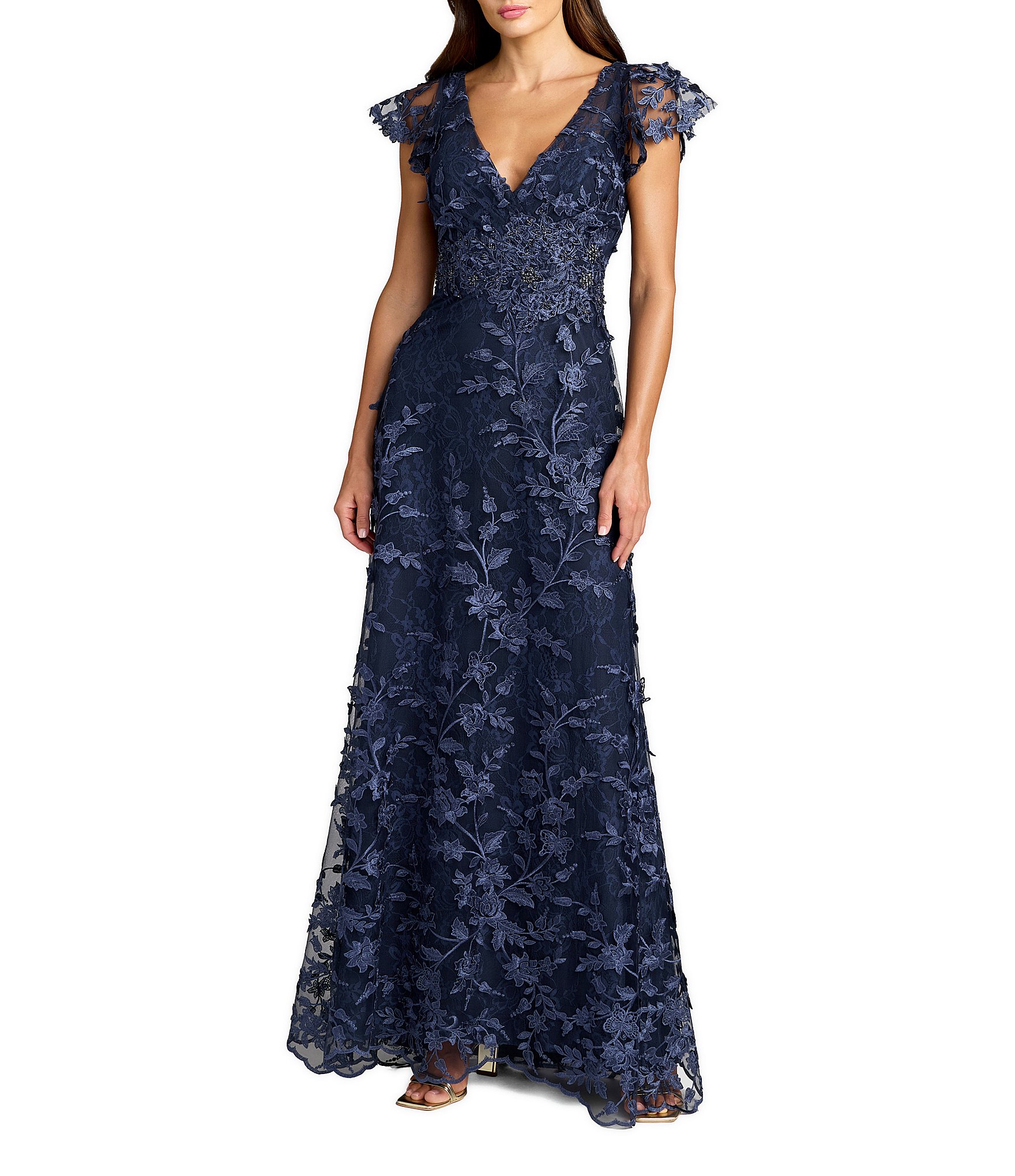 long sleeve ankle length dress Adrianna Papell Organza Gown In Black at Nordstrom, Size 4 Hawes & Curtis Slim no other bridal house Color:Gray Blue COLOR|555|BLACK CHERRY