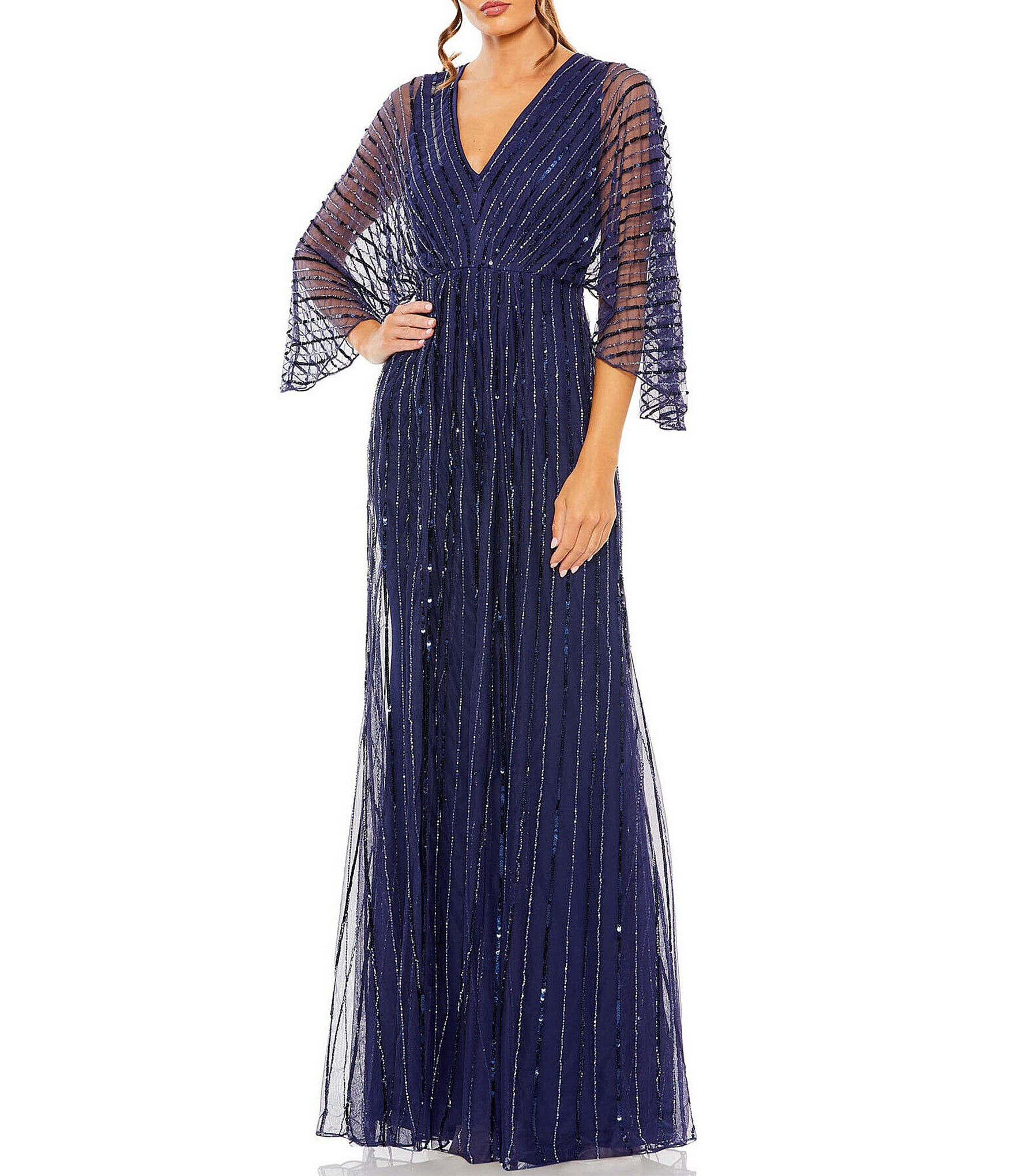 Adrianna Papell Beaded Kimono Sleeve Gown 5oceanos