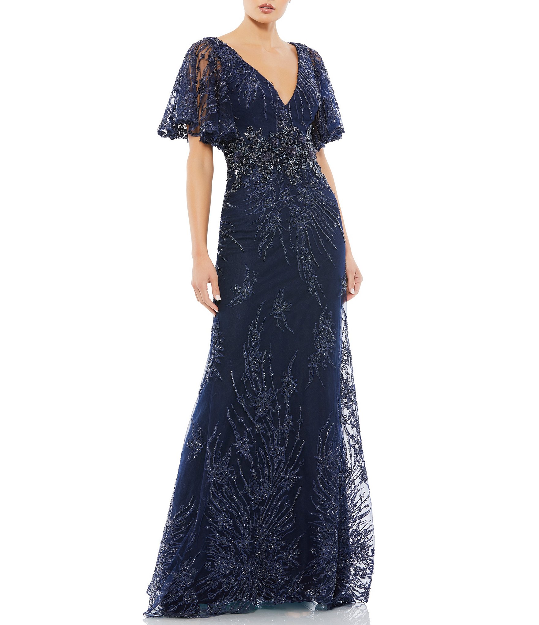 Floor Length Embellished Dress with Sleeves. 29754 - Catherines of Partick