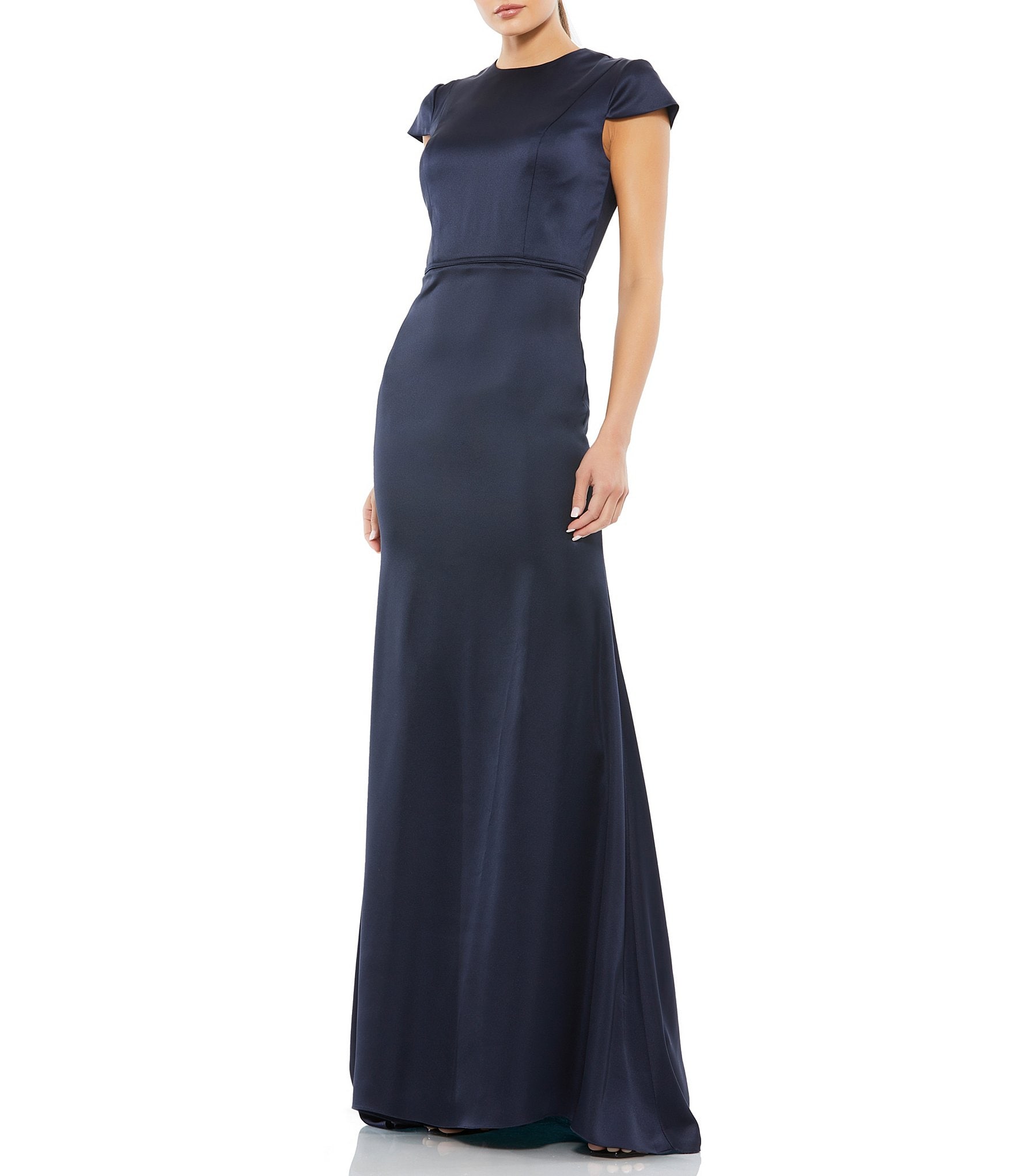 Mac Duggal Jewel Neck Cap Sleeve Gown | Dillard's