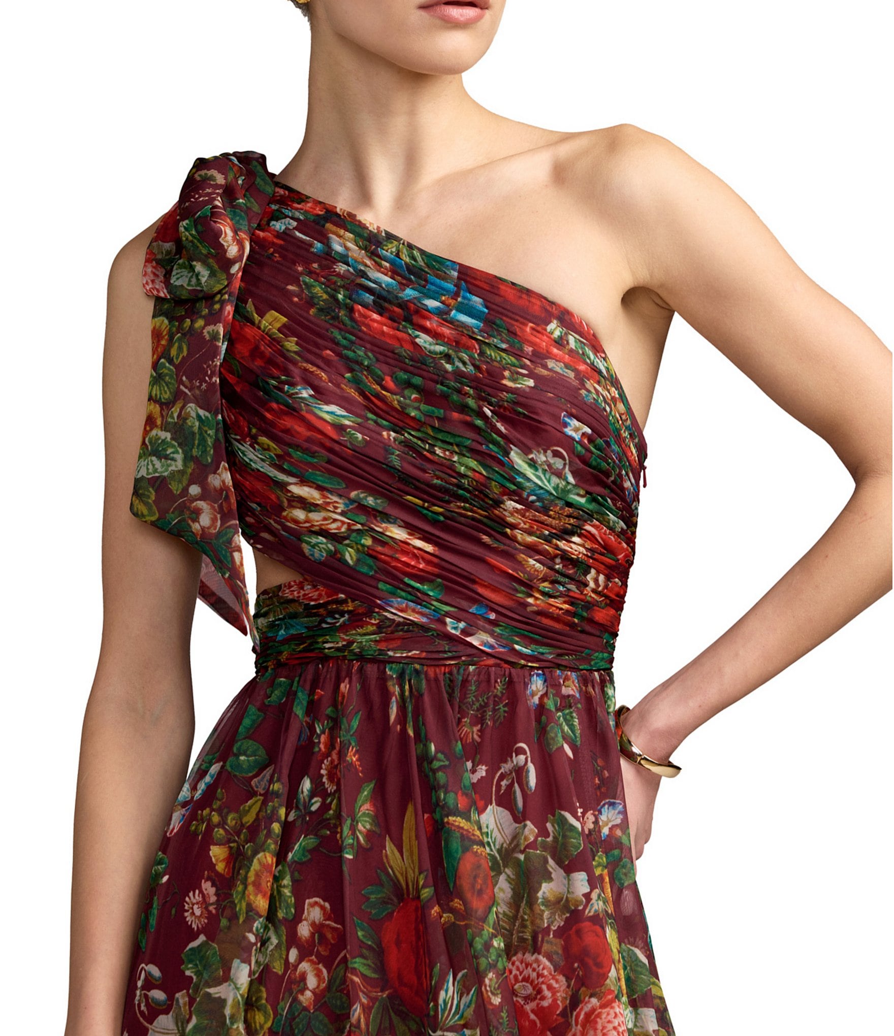 Mac Duggal One Shoulder Side Cut Out Gown With Slit