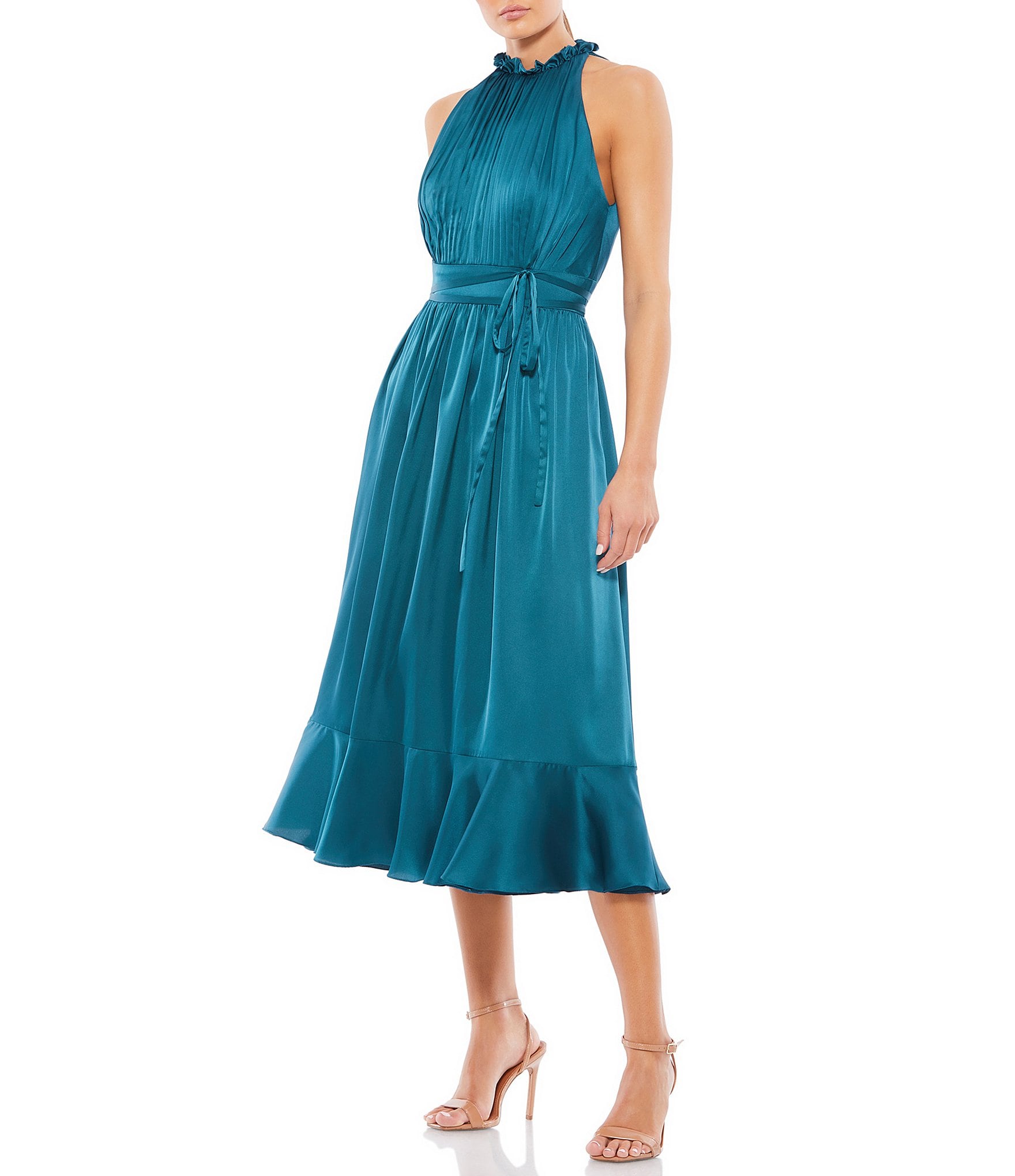 Dresses, Tall Blue Spot Jacquard Tie Waist Wrap Mini Dress