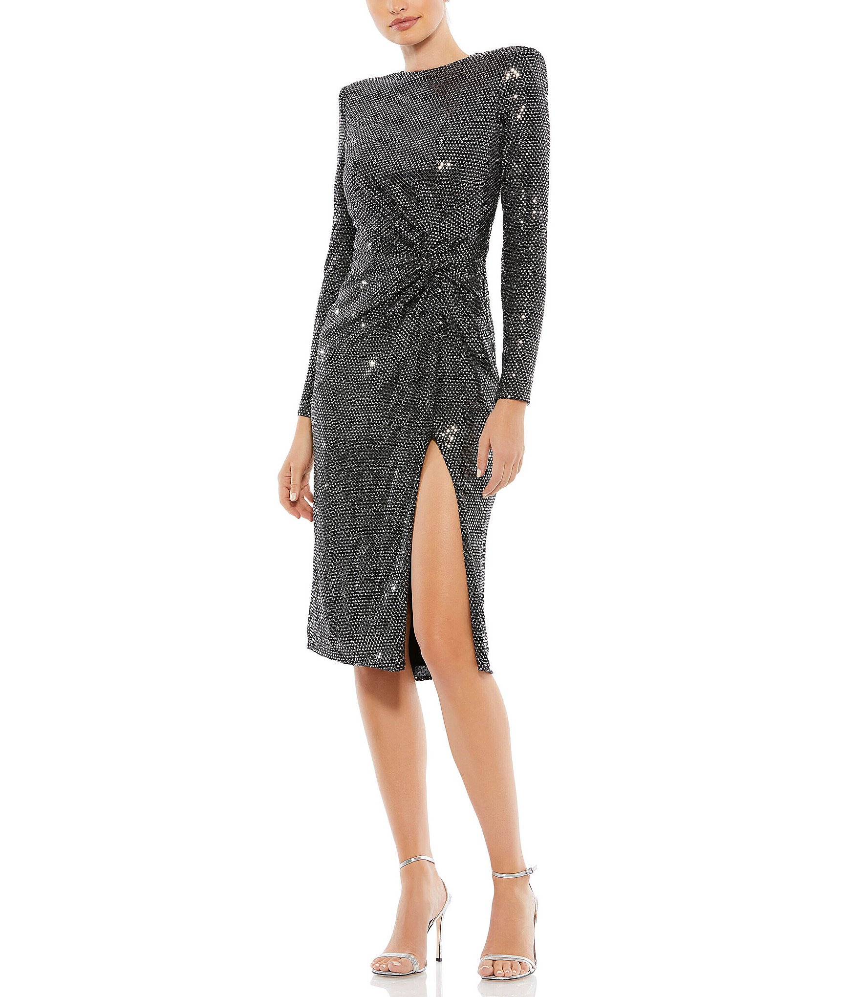 Boat neck outlet sequin dress