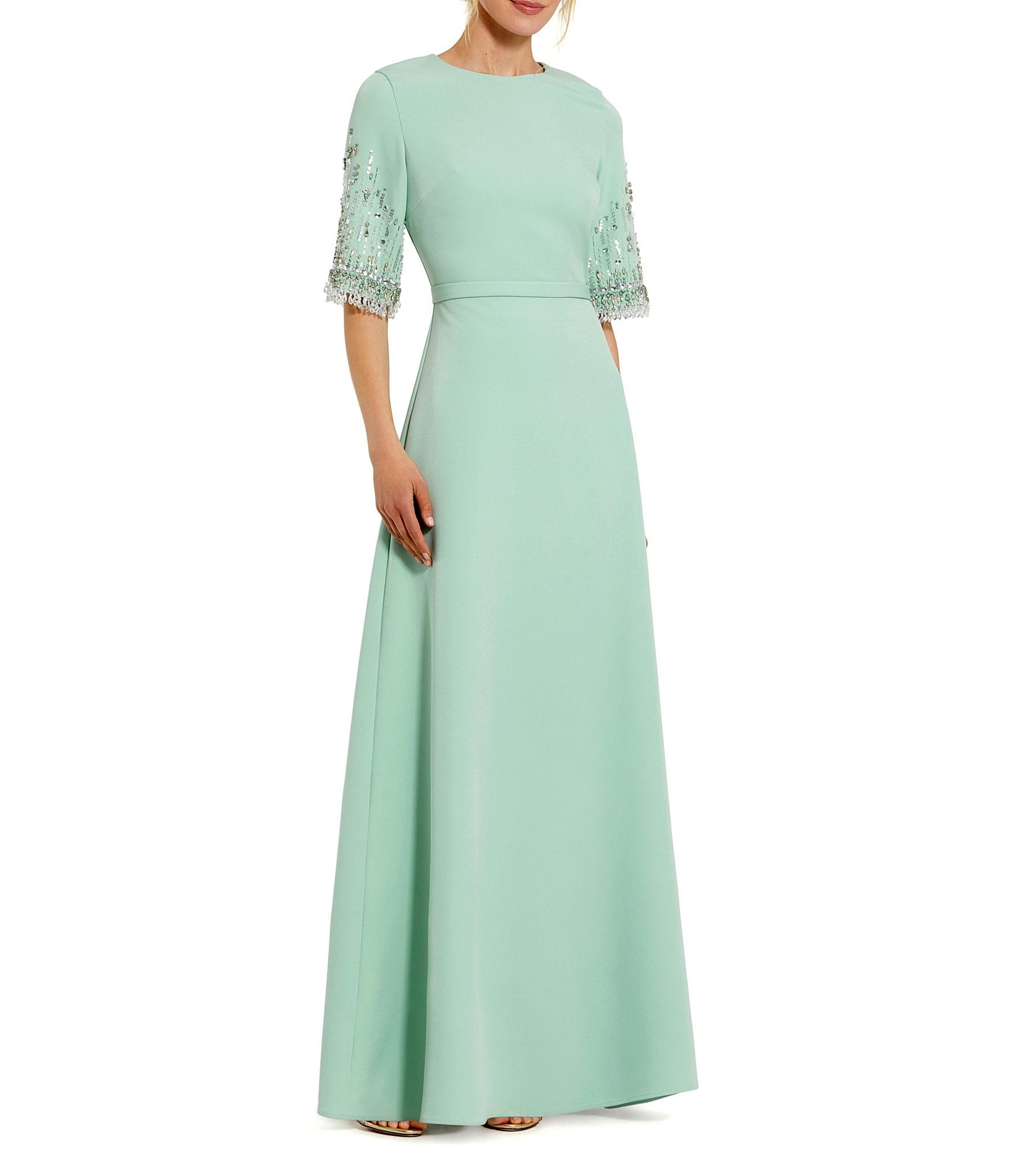 Mac Duggal ★【パーティー ドレス】Beaded Crepe A-Line Gown 00000000_zi_cb69f169-7e95-43f1