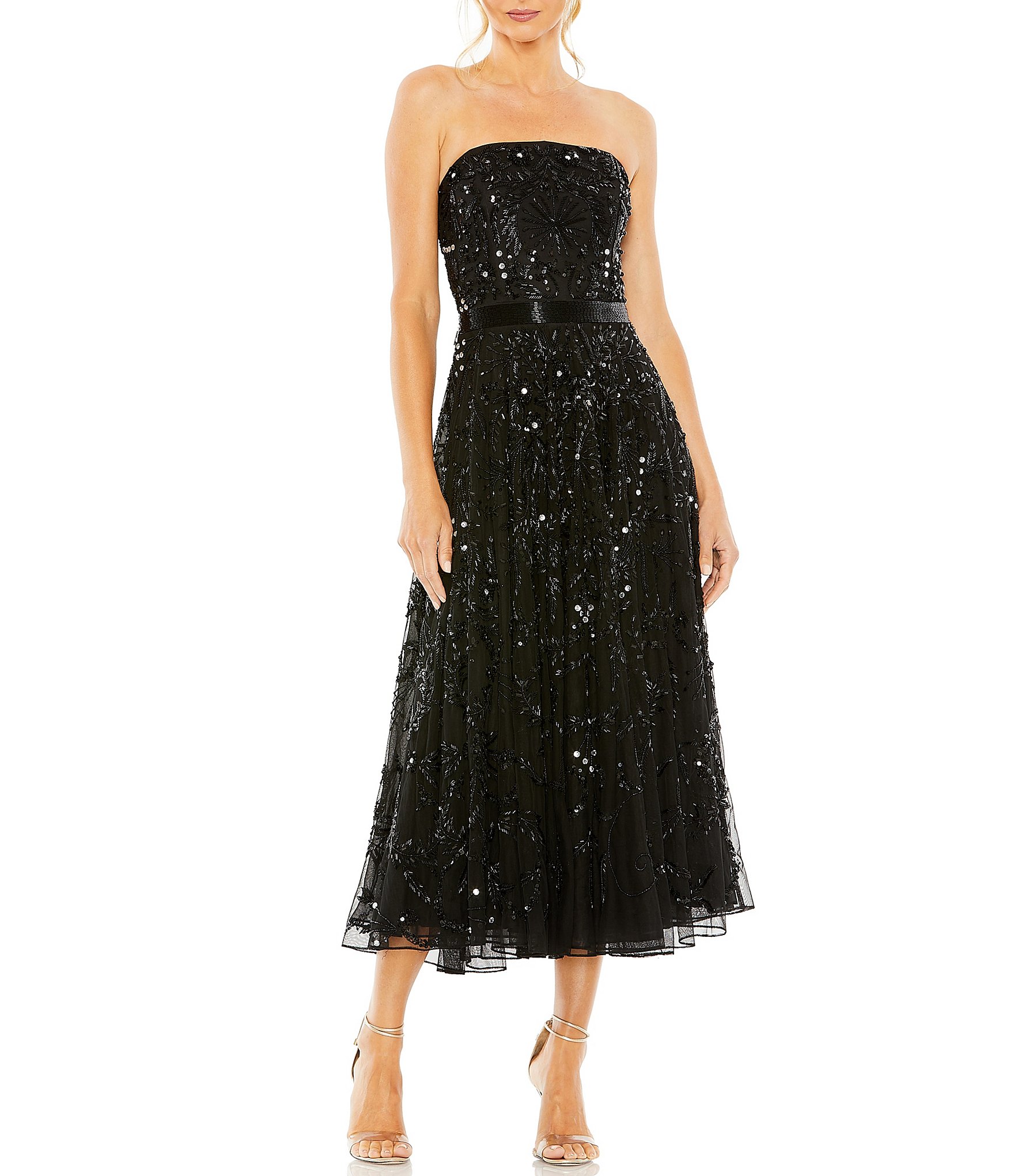 Mac Duggal Strapless Embellished A-Line Dress | Dillard's