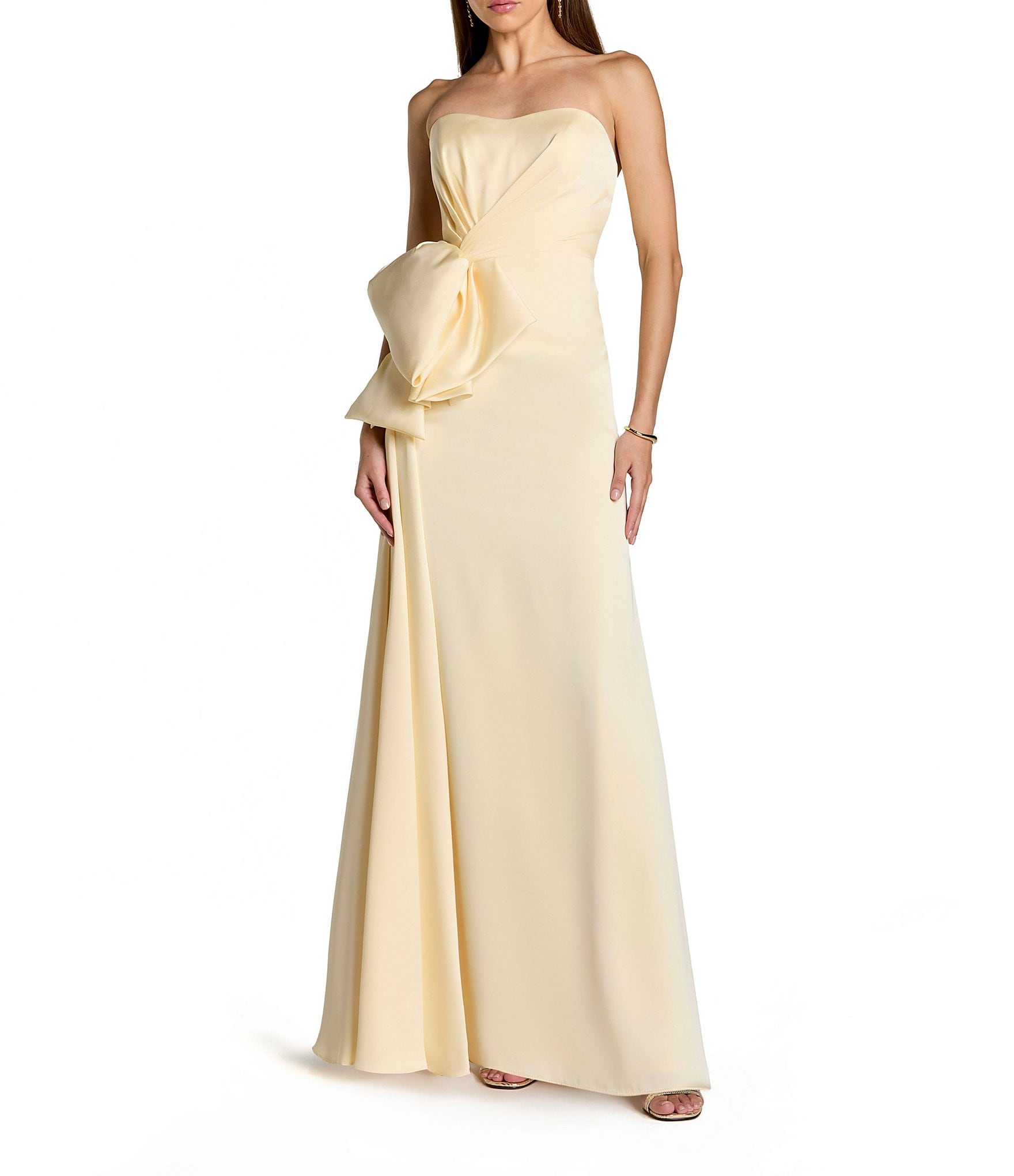 Mac Duggal Strapless Satin Gown With Bow