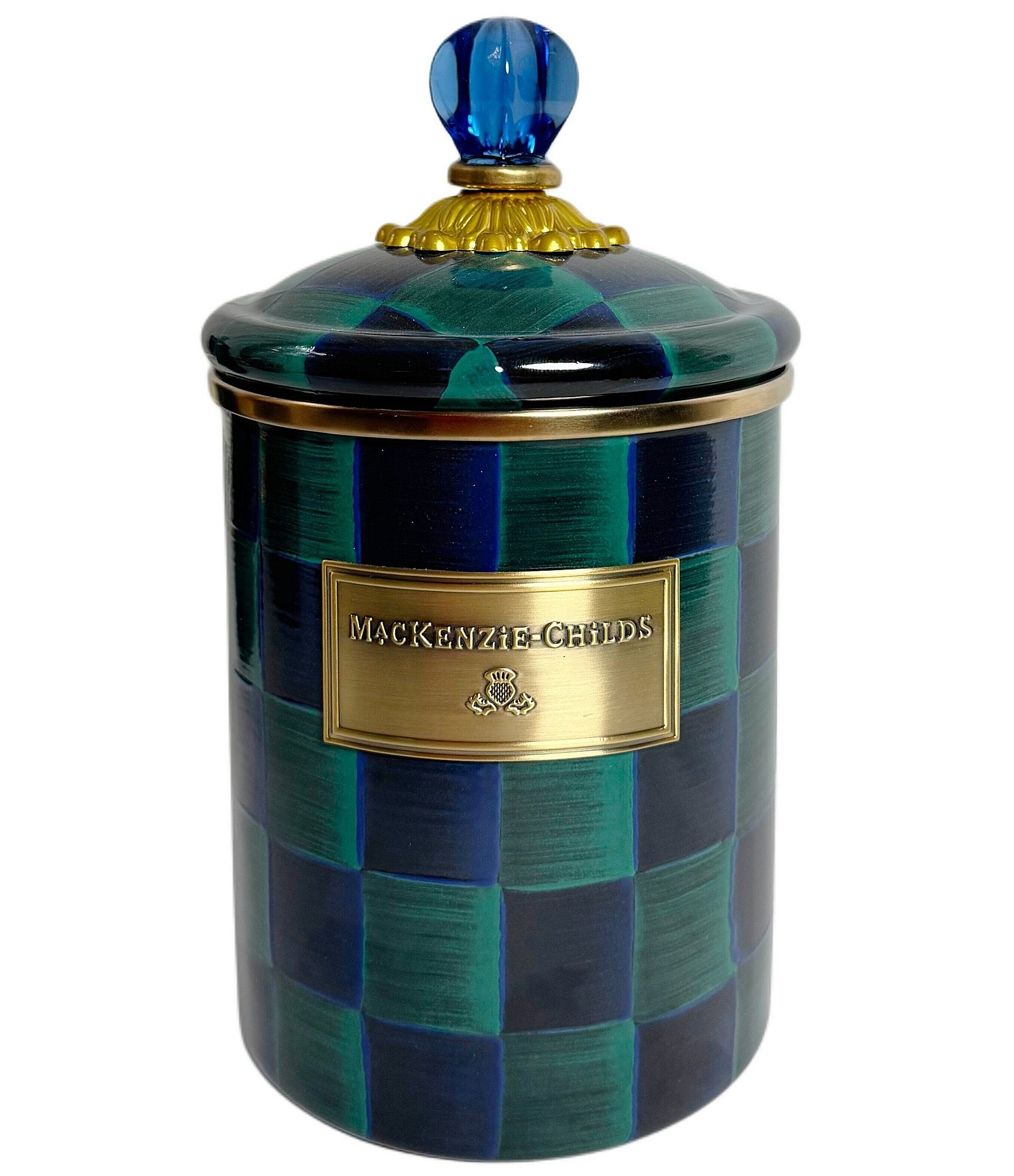 MacKenzie-Childs Canister Collective Juniper Check Open Stock Canisters