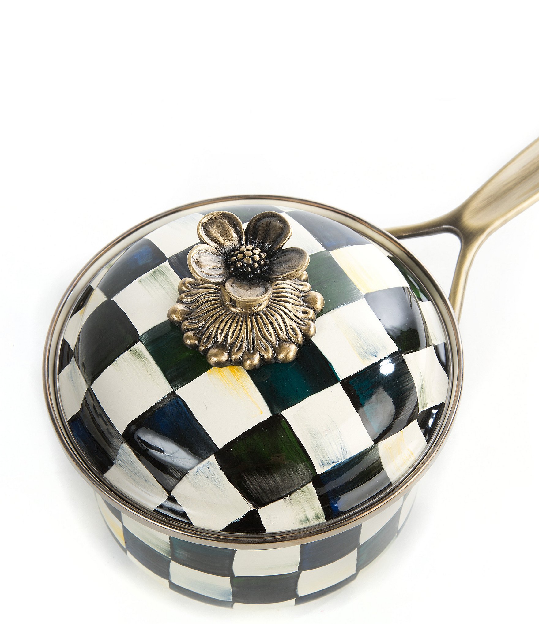 MacKenzie-Childs Check Enamel Covered Saucepan, 1 Qt.