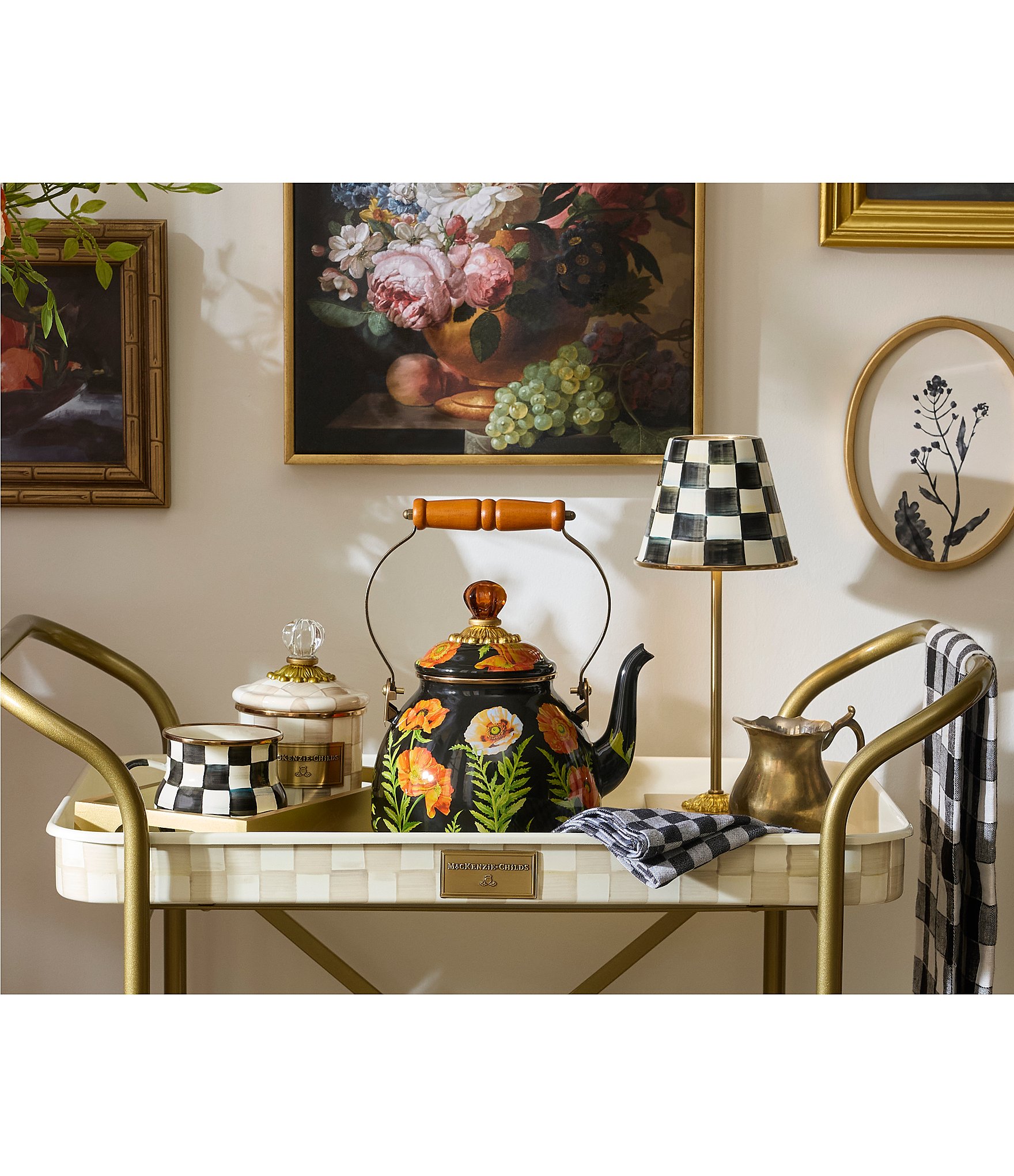 MacKenzie-Childs Check LED Rechargeable Cafe Table Lamp