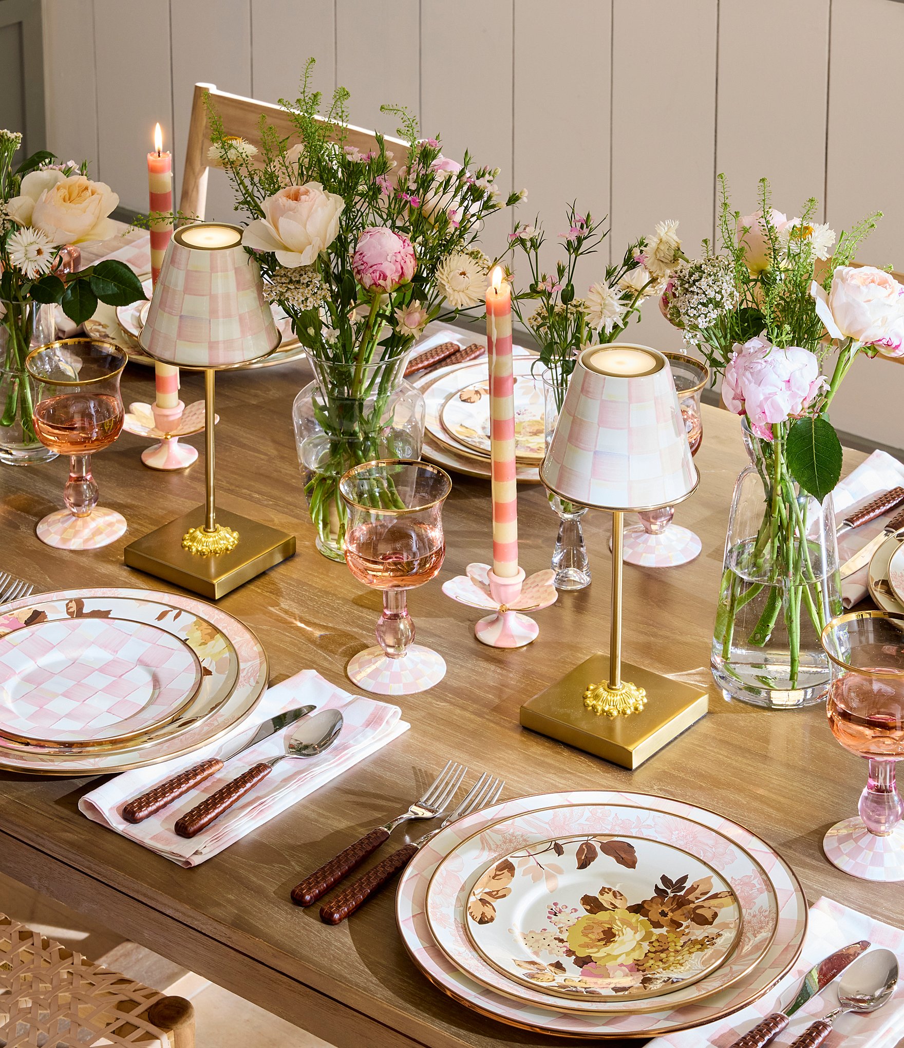 MacKenzie-Childs Check LED Rechargeable Cafe Table Lamp