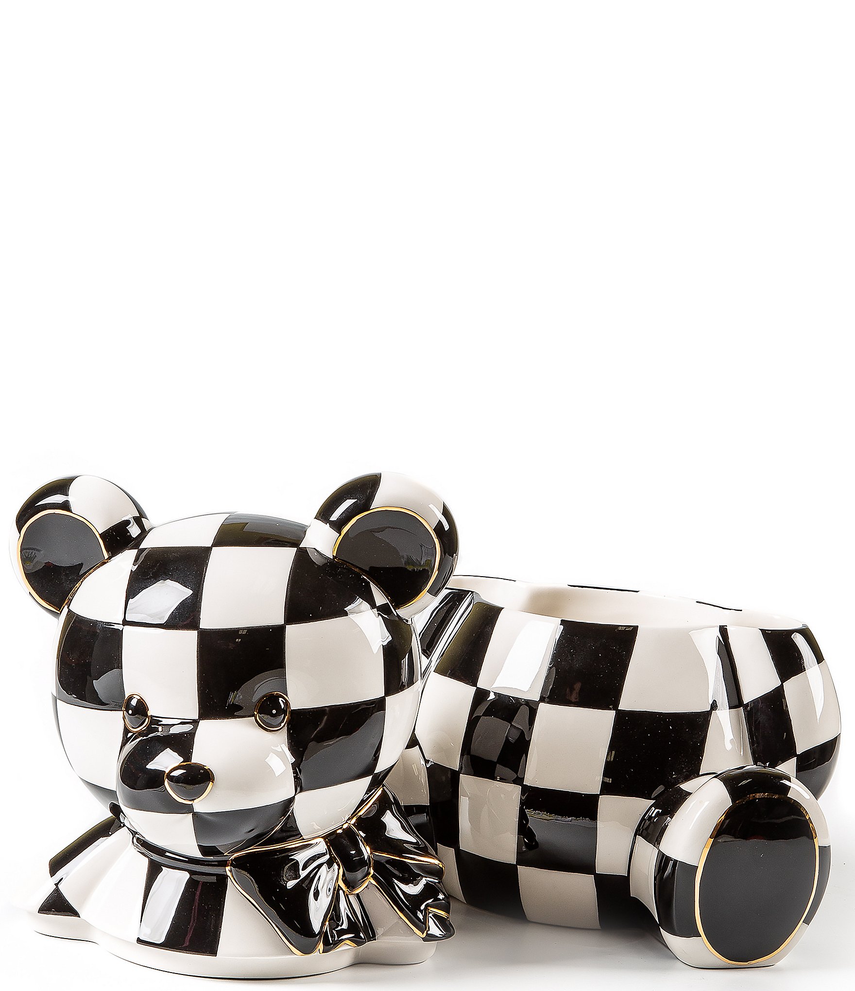 MacKenzie-Childs Check Bear Ceramic Cookie Jar