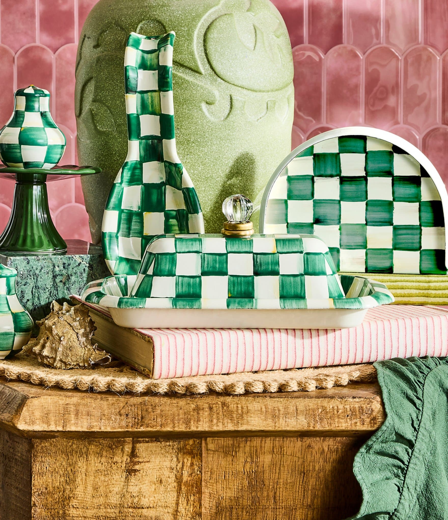 MacKenzie-Childs Check® Enamel Butter Box