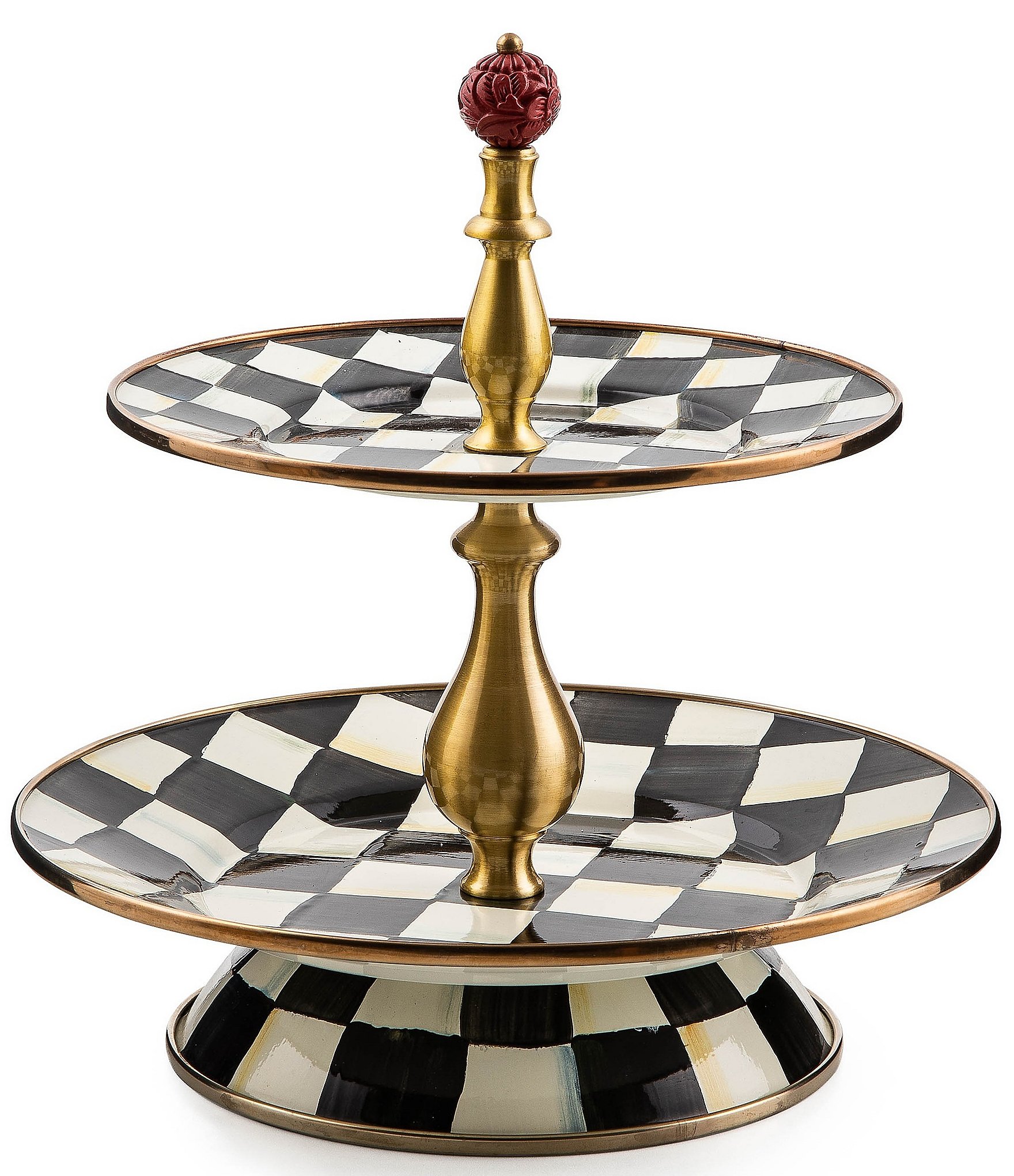 MacKenzie-Childs Courtly Check® Enamel Two Tier Sweet Stand