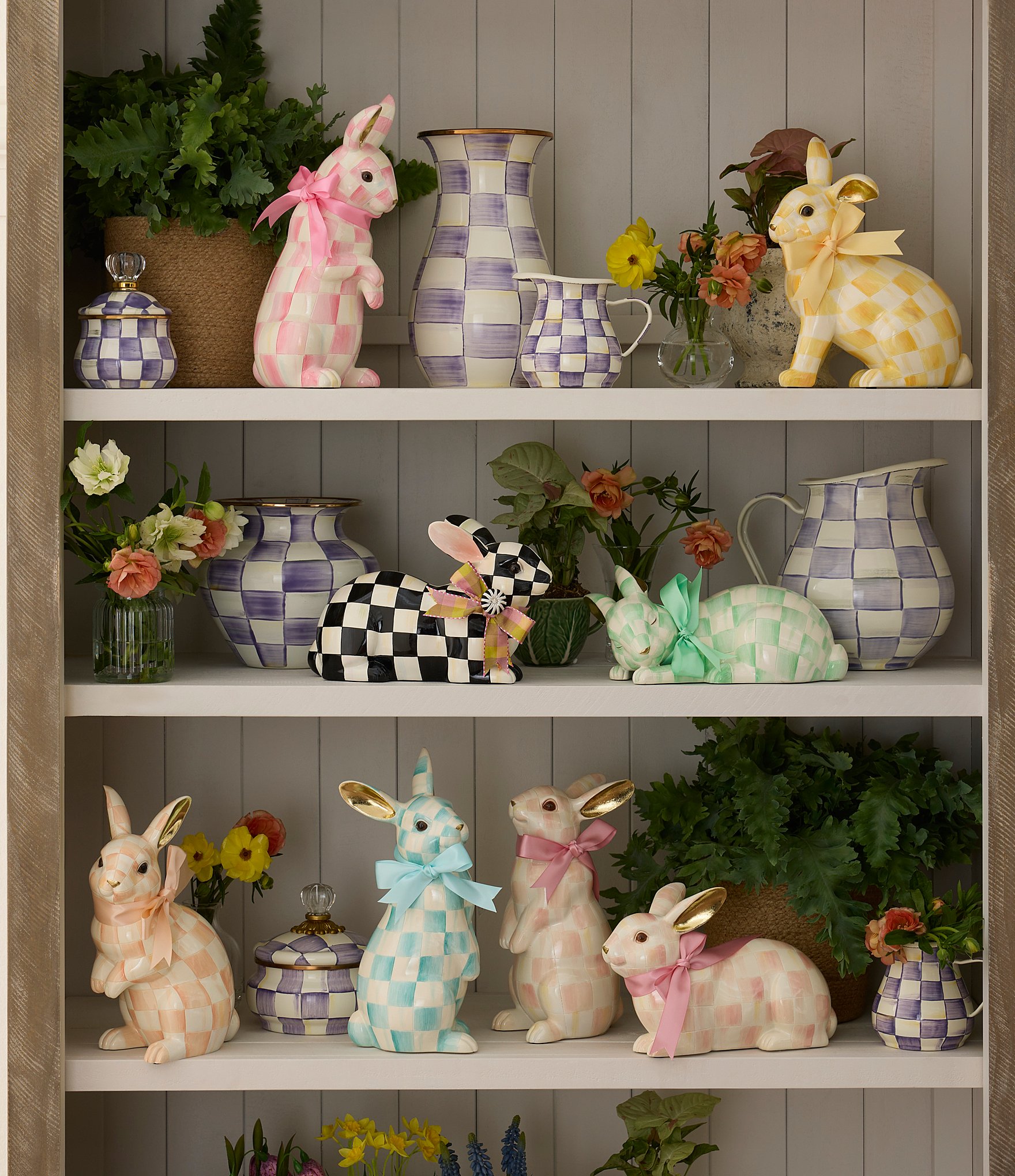 MacKenzie-Childs Easter Collection Check Fluffy Bunny Figurine