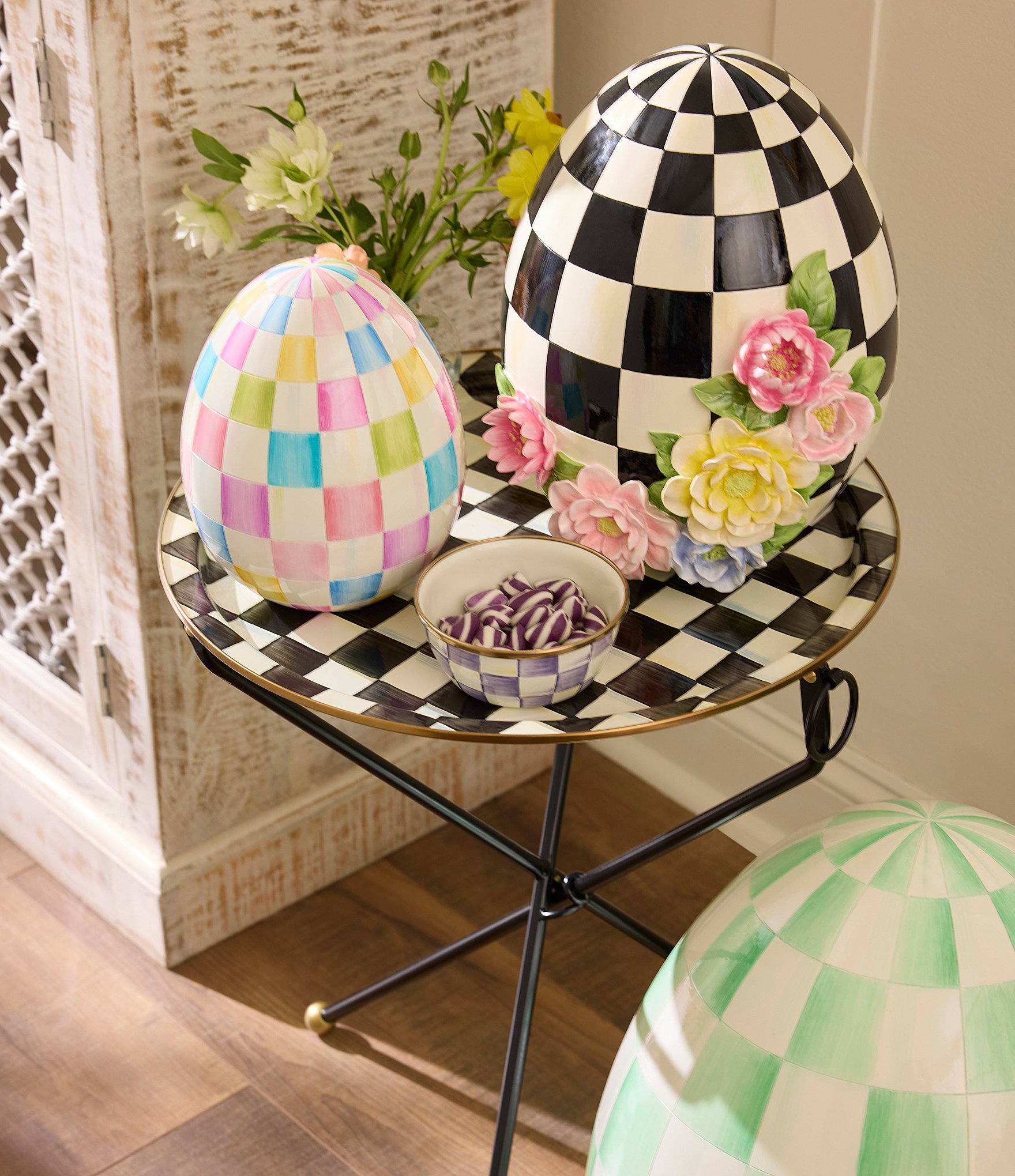 MacKenzie-Childs Easter Collection Frolic Spring Check Medium Egg