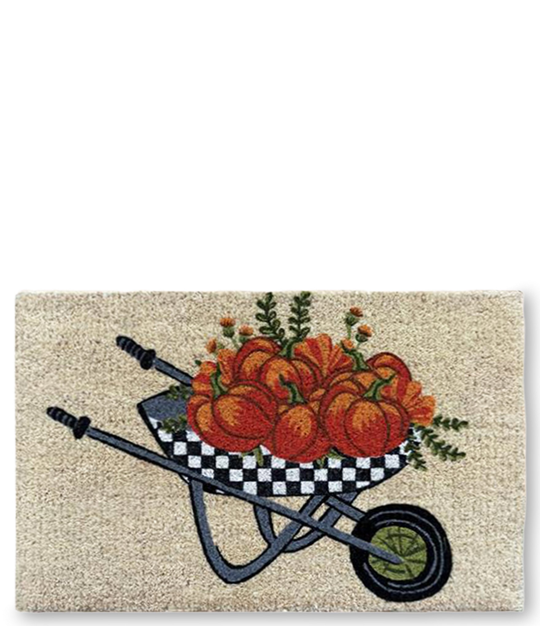 MacKenzie-Childs Harvest Autumn Wheelbarrow Check Coir Entrance Mat