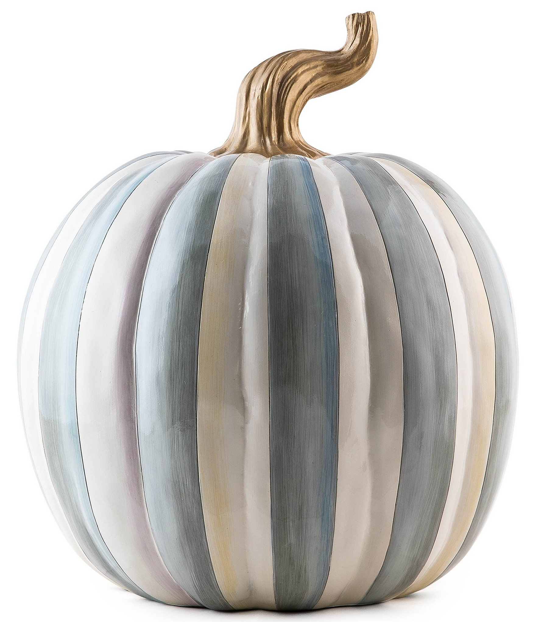 MacKenzie-Childs Harvest Medium Stripe Glossy Pumpkin Decor