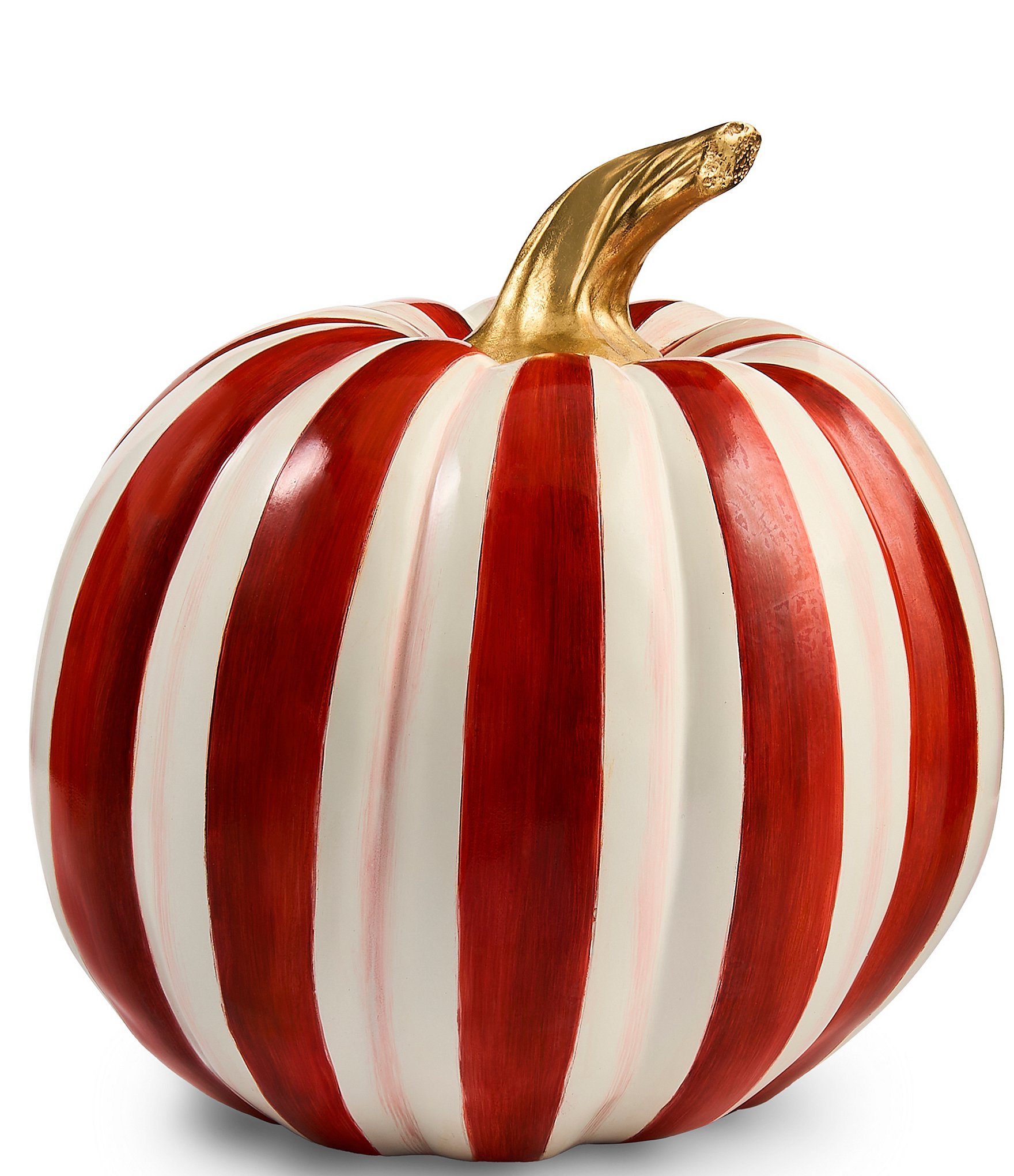 MacKenzie-Childs Harvest Medium Stripe Glossy Pumpkin Decor