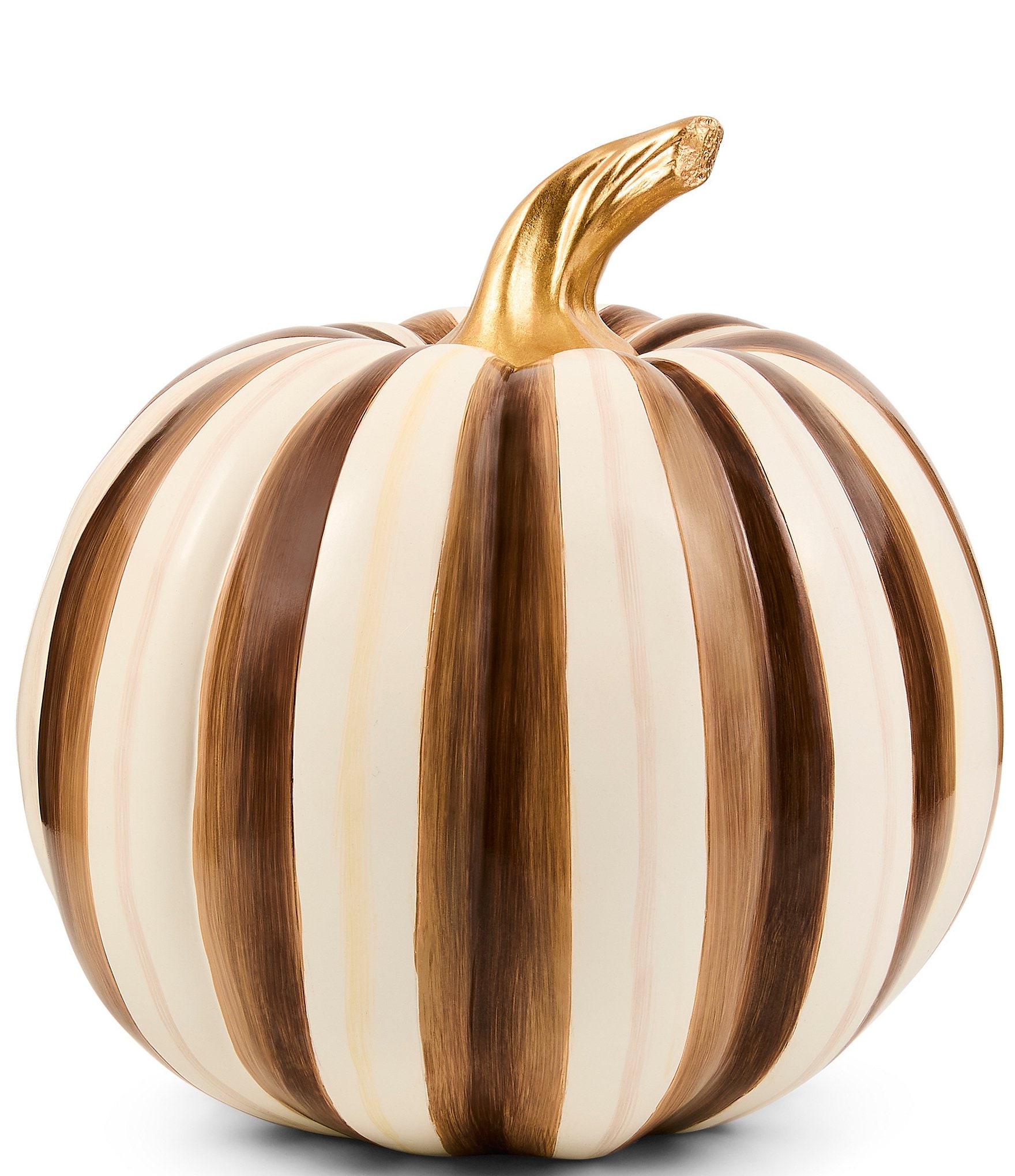 MacKenzie-Childs Harvest Medium Stripe Glossy Pumpkin Decor