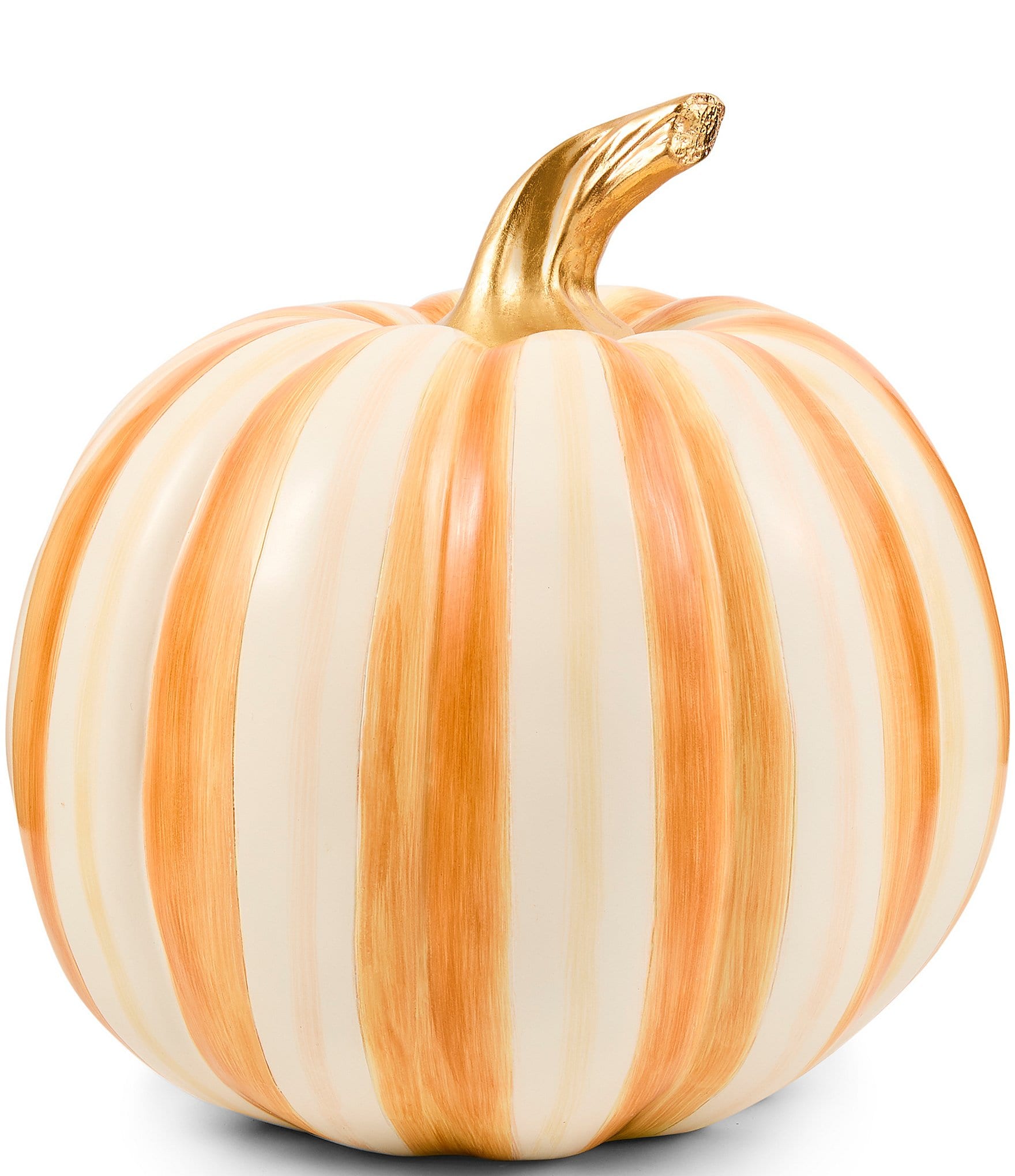 MacKenzie-Childs Harvest Medium Stripe Glossy Pumpkin Decor