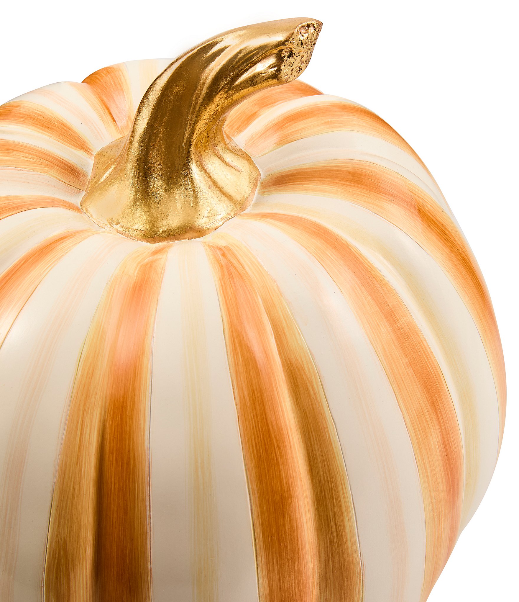 MacKenzie-Childs Harvest Medium Stripe Glossy Pumpkin Decor