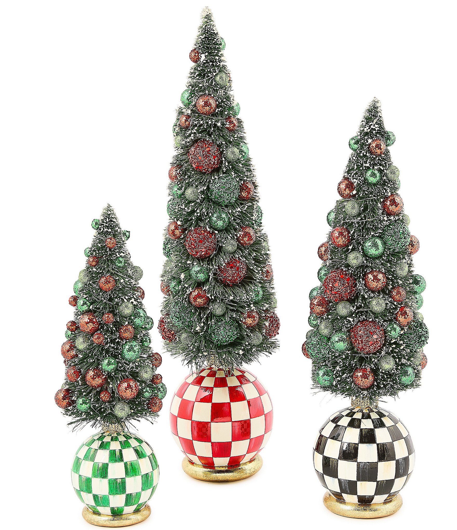 MacKenzie-Childs Holiday Collection Check It Out Illuminated Bottle Brush Tree