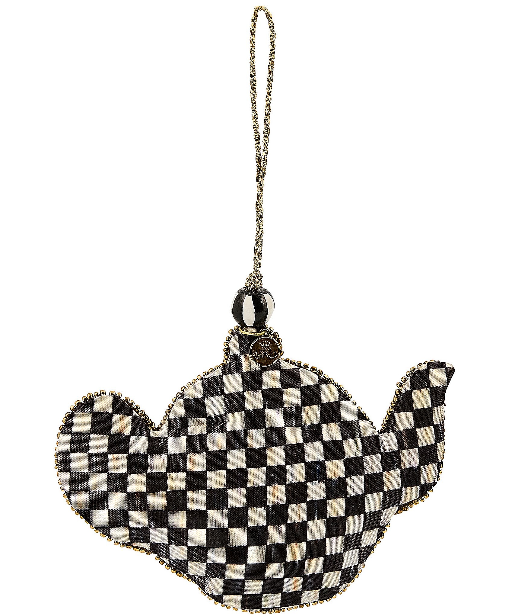 MacKenzie-Childs Holiday Collection Check Teapot Beaded Ornament
