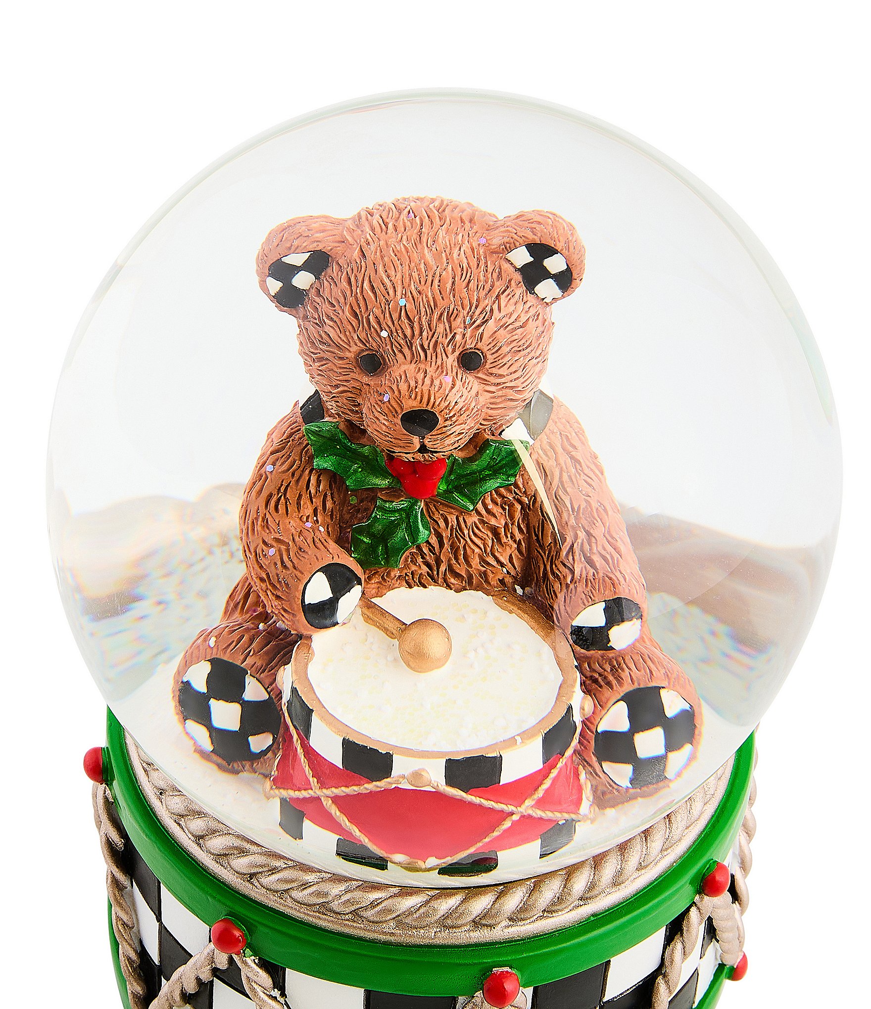 MacKenzie-Childs Holly Bear Check Snow Globe