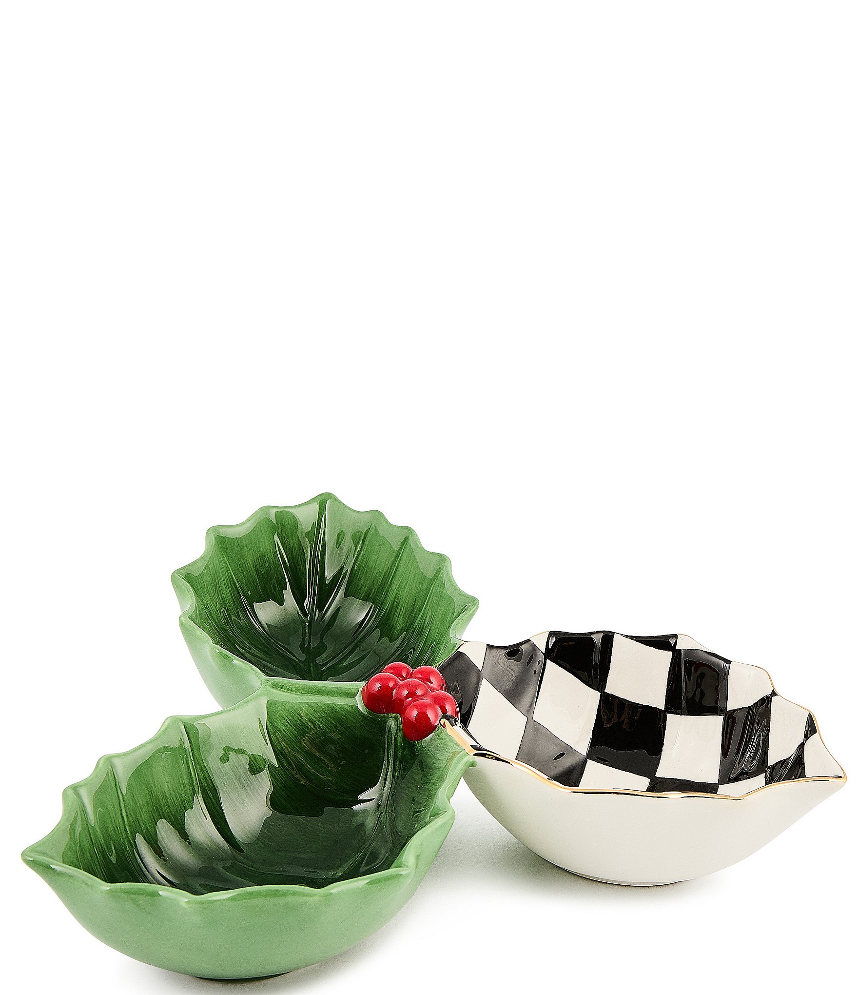 MacKenzie-Childs Holly Leaf Ceramic Candy Dish