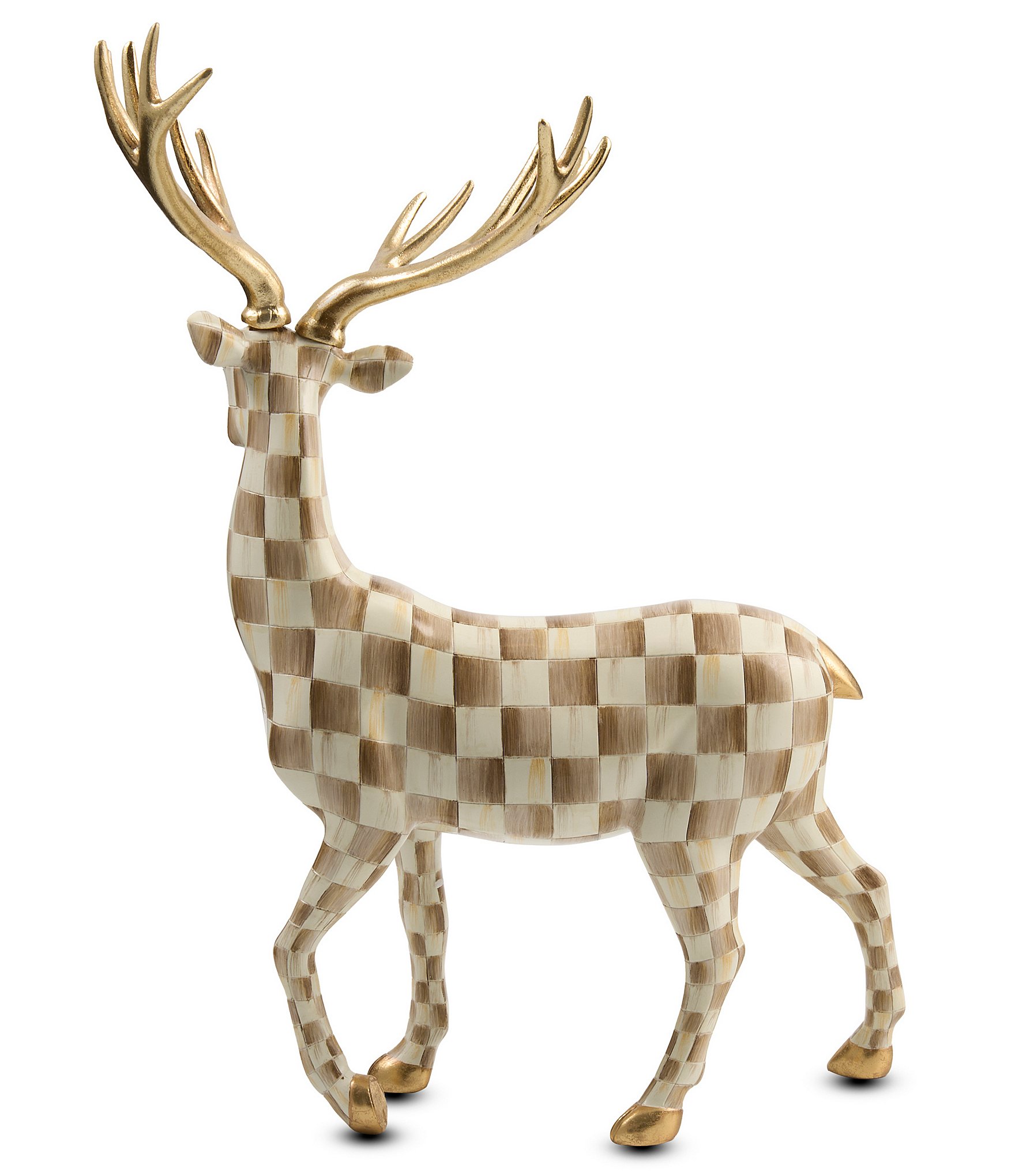 MacKenzie-Childs Holiday Collection Mocha Check® Standing Deer Figurine