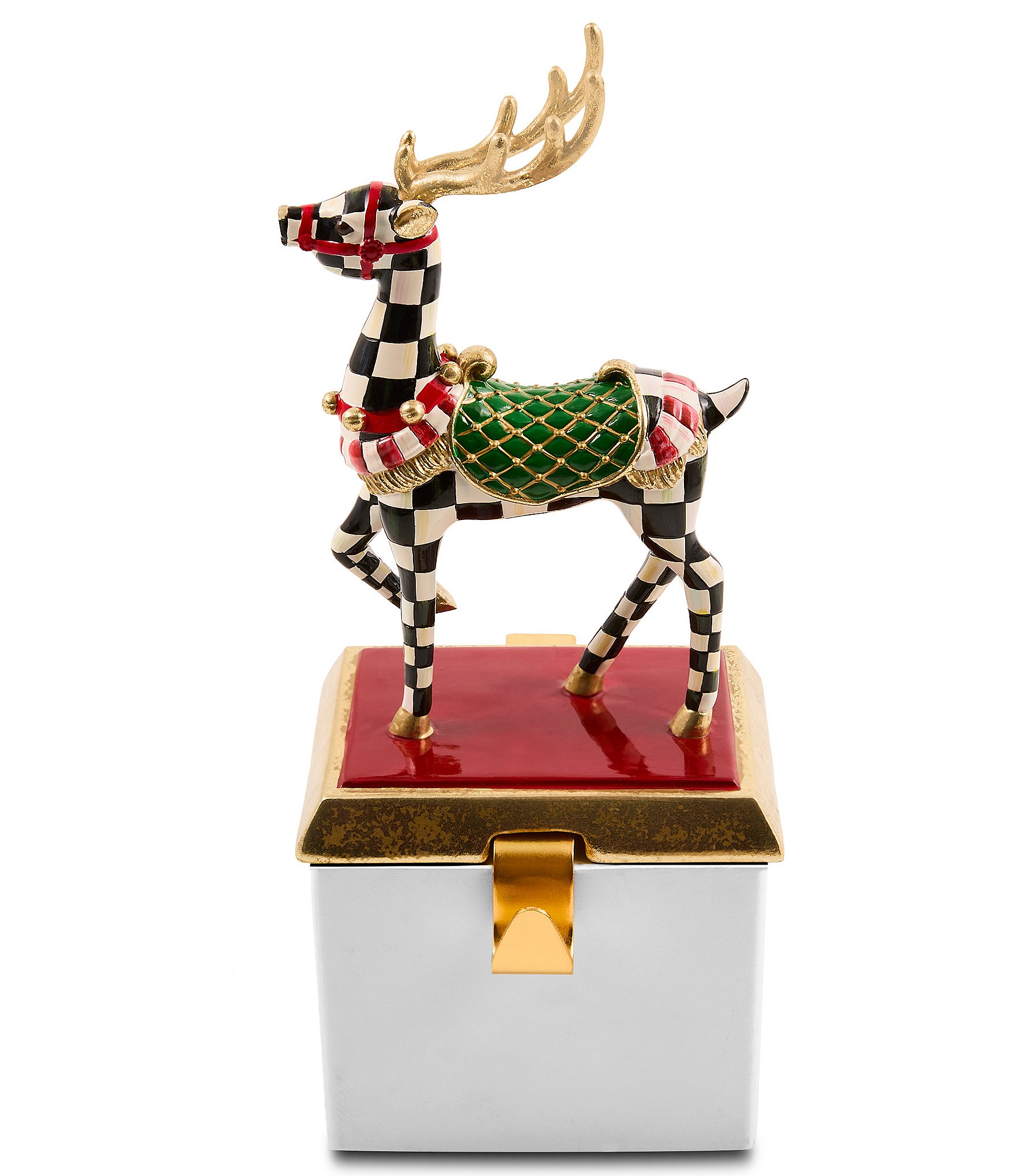 MacKenzie-Childs Holiday Collection Westminster Check Deer Stocking Holder