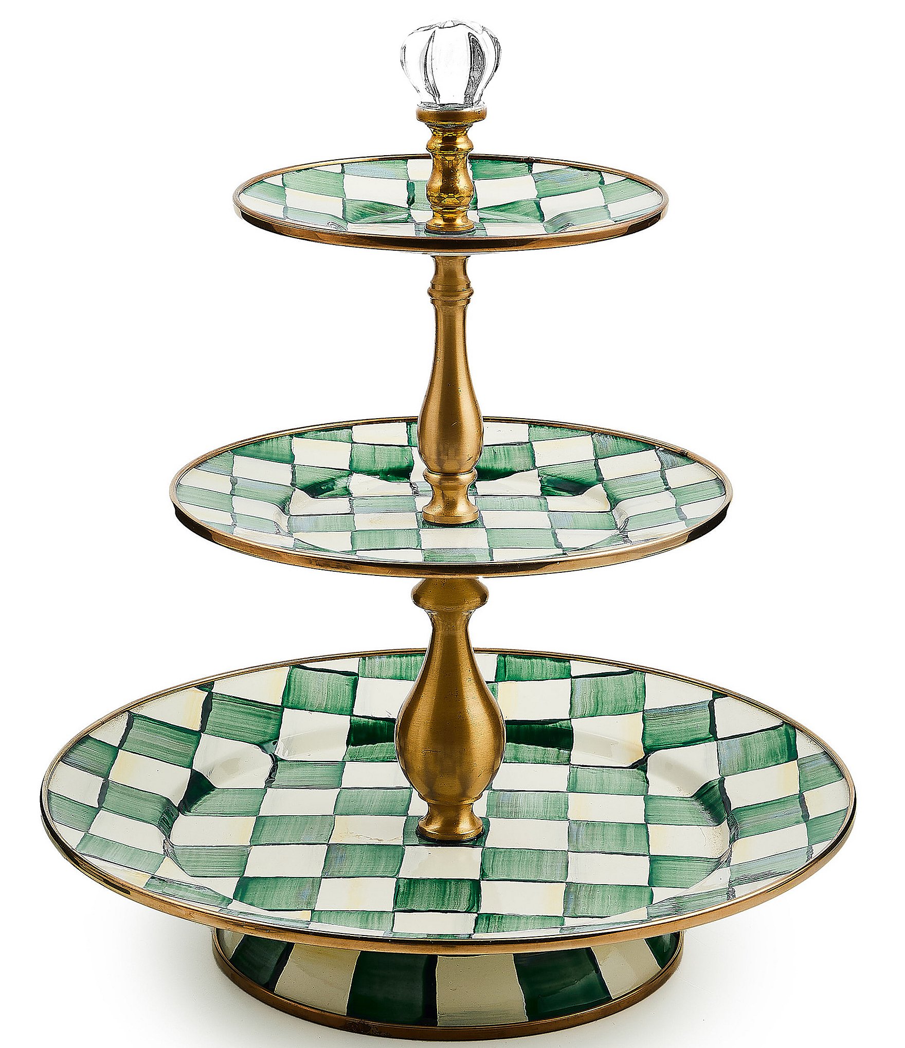 MACKENZIE-CHILDS チェッカーボード ケーキスタンド MacKenzie-Childs Check Three Tier Sweet Stand | Dillard's