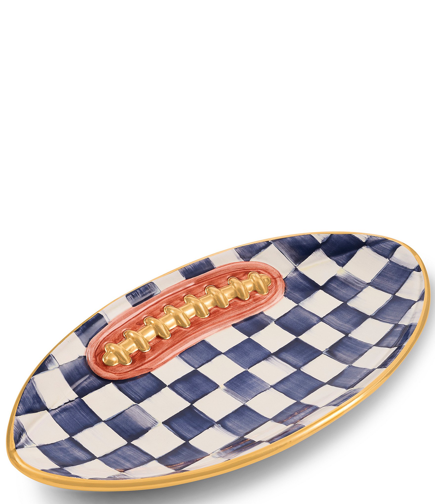 MacKenzie-Childs Check®Ceramic Football Serving Platter