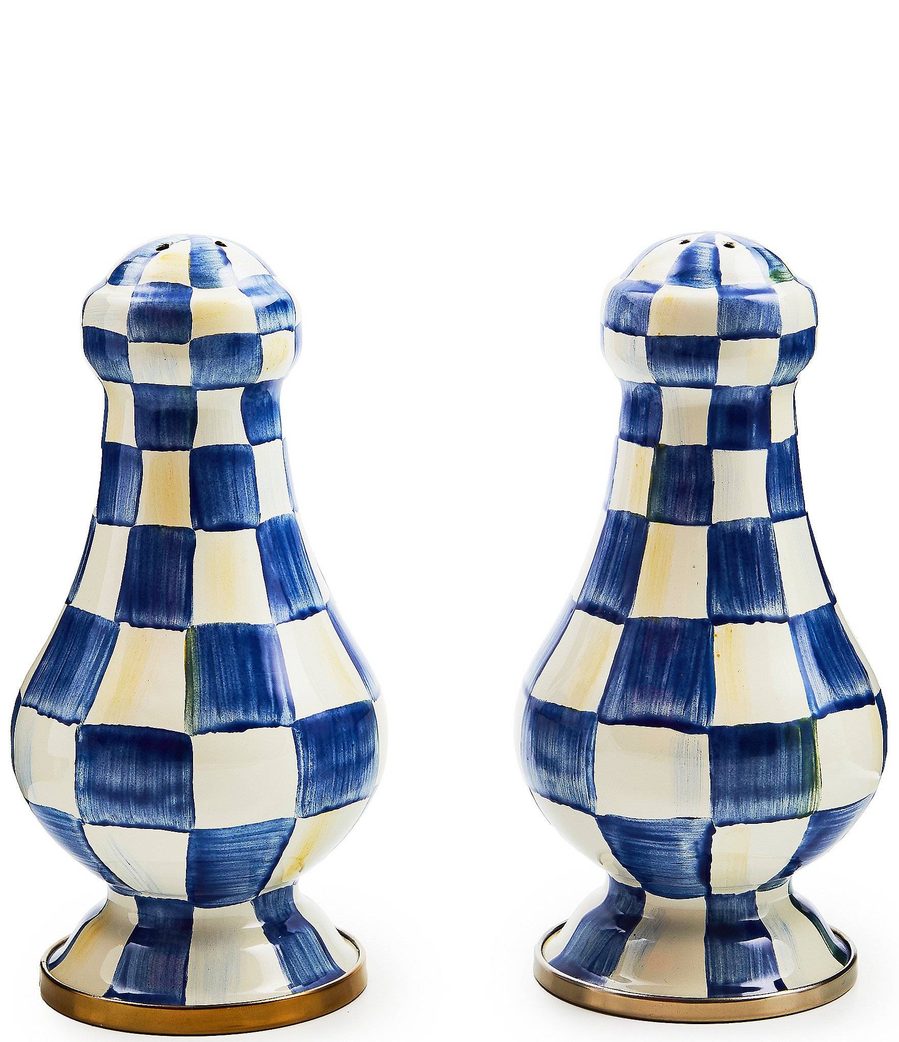 MacKenzie-Childs Check Enamel Large Salt & Pepper Shaker Set