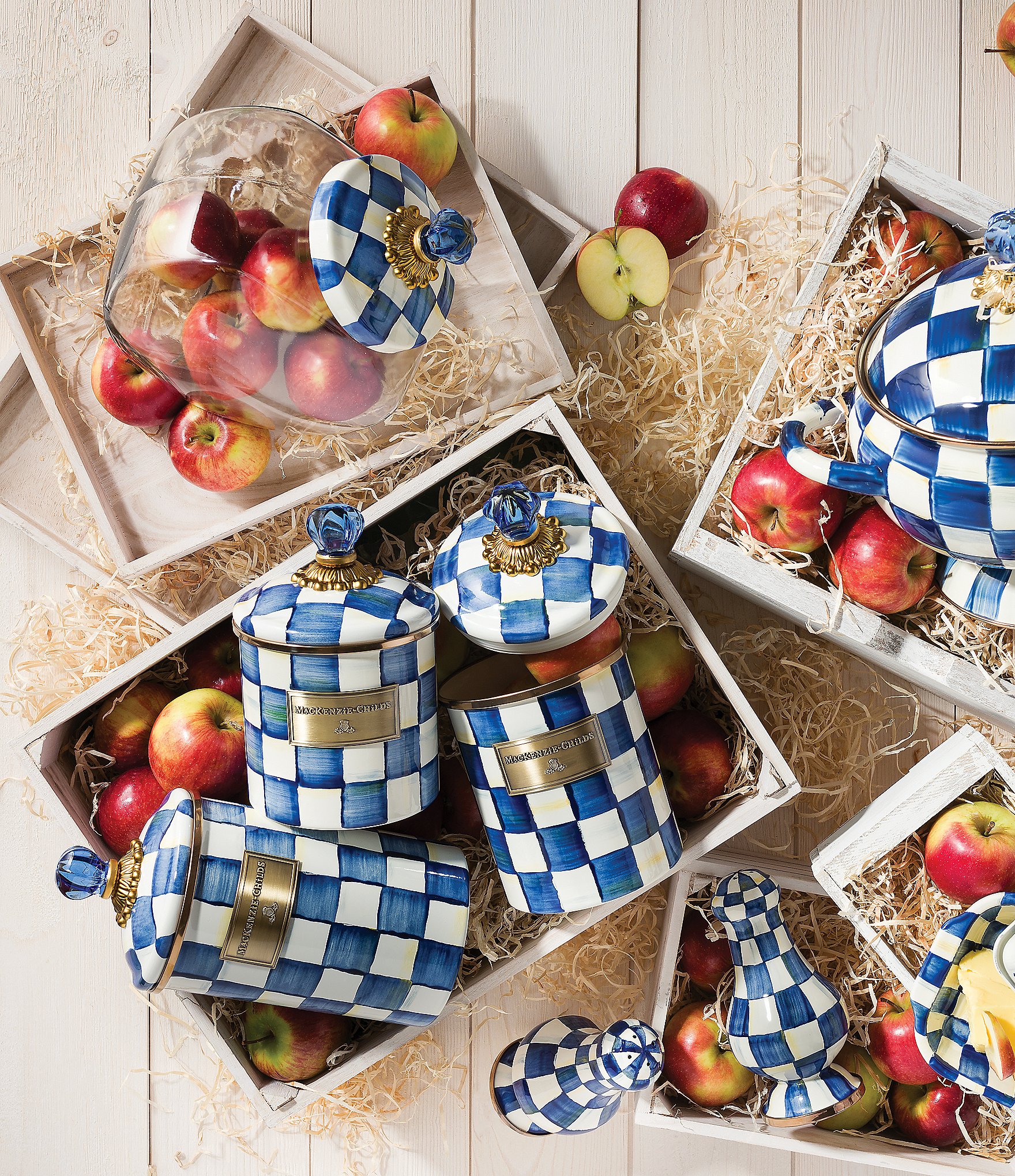 MacKenzie-Childs Check Enamel Large Salt & Pepper Shaker Set