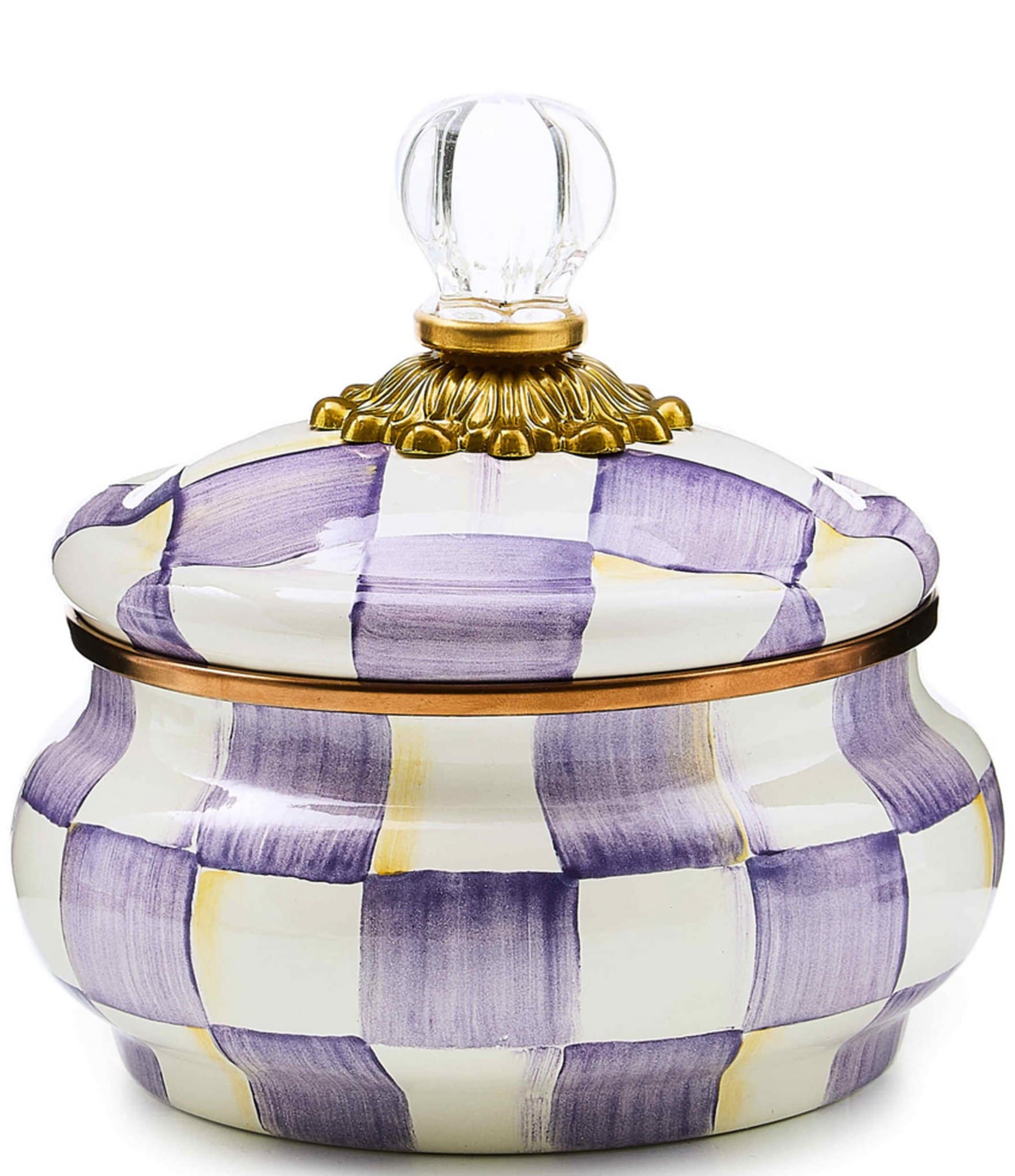 MacKenzie-Childs Check Enamel Squashed Pot Canister