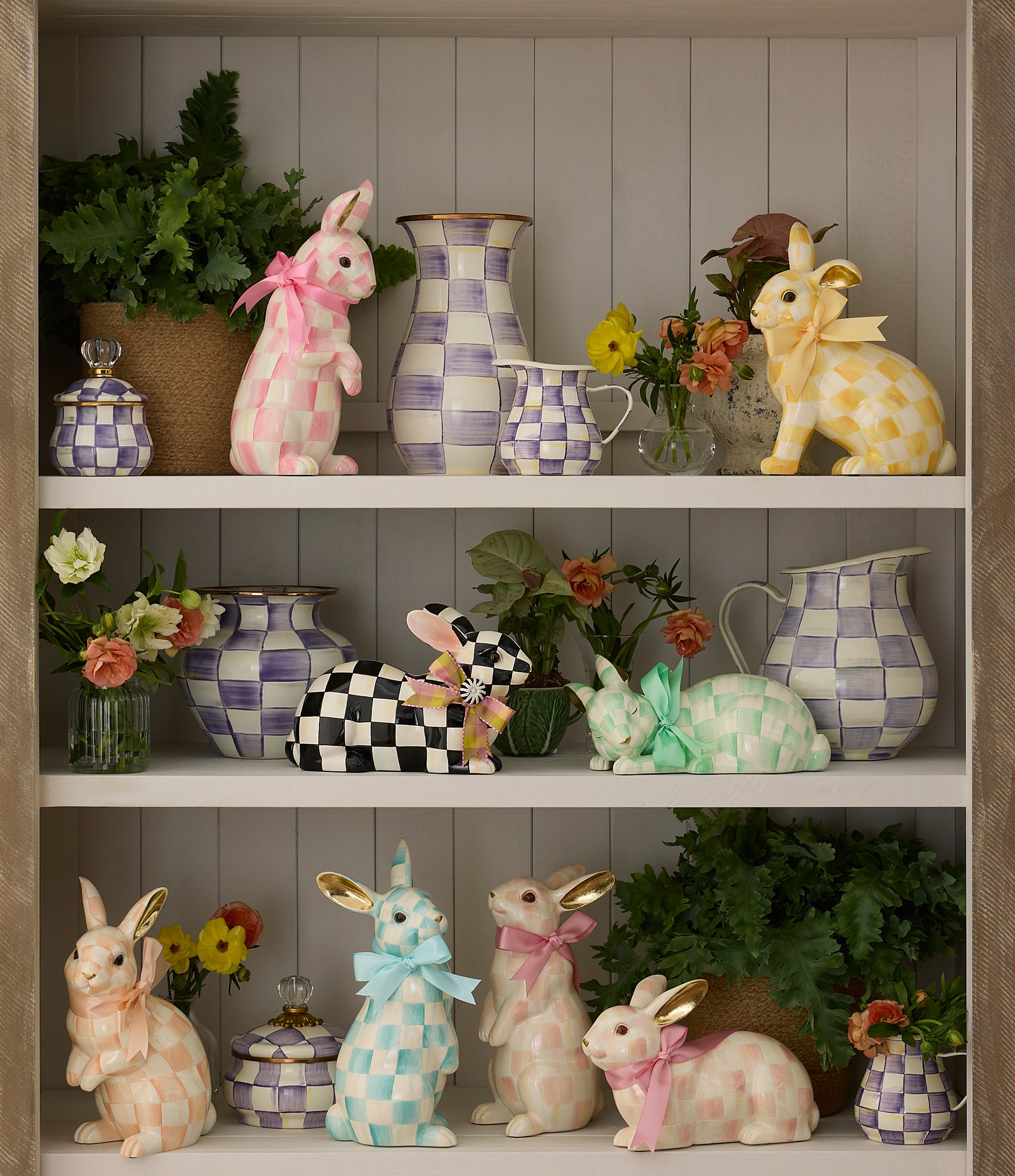 MacKenzie-Childs Check Enamel Squashed Pot Canister