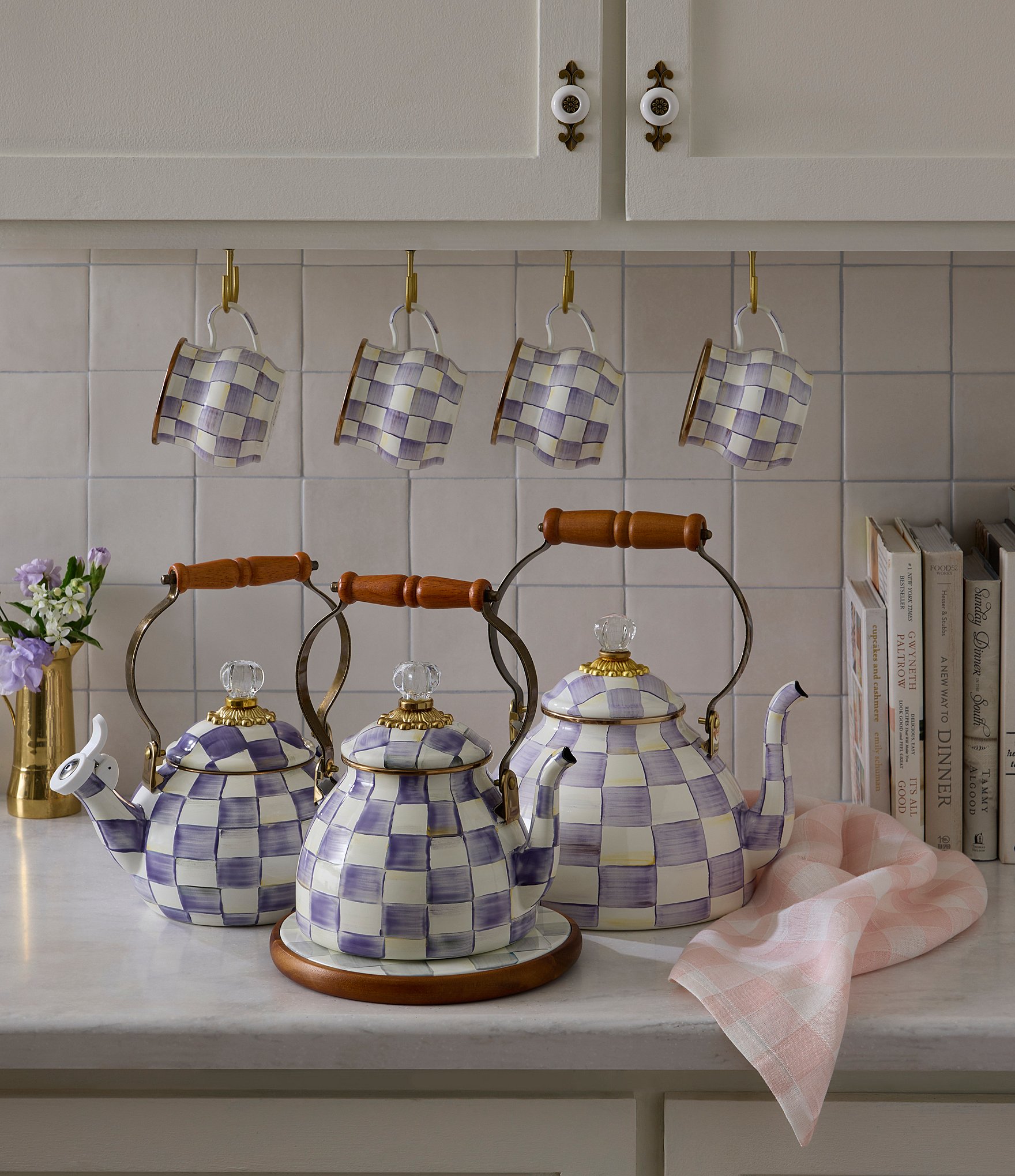 MacKenzie-Childs Check Enamel Tea Kettle