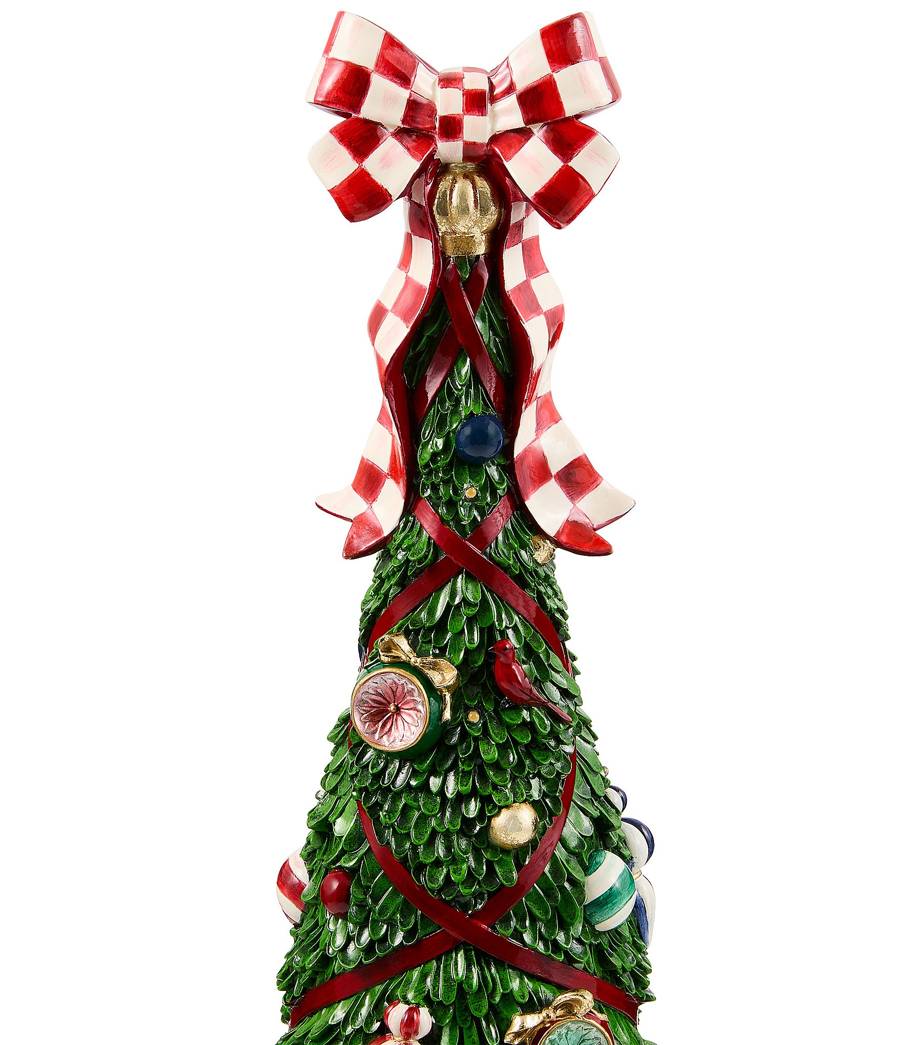 MacKenzie-Childs Timeless Tartan Collection Illuminated Topiary Tree Figurine