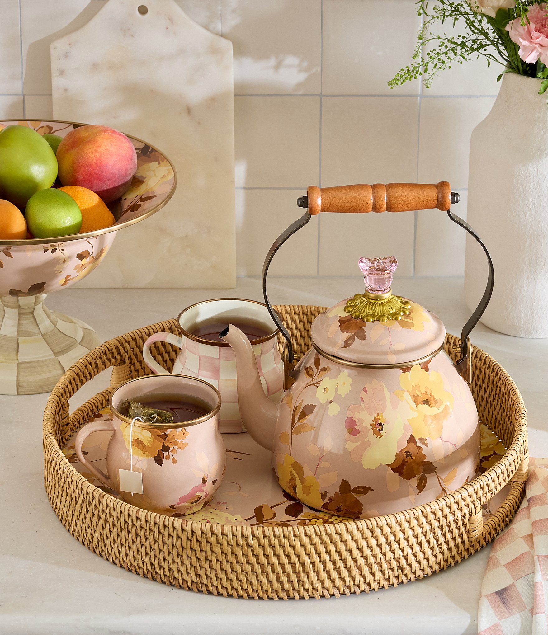 MacKenzie-Childs Wild Rose Tea Kettle