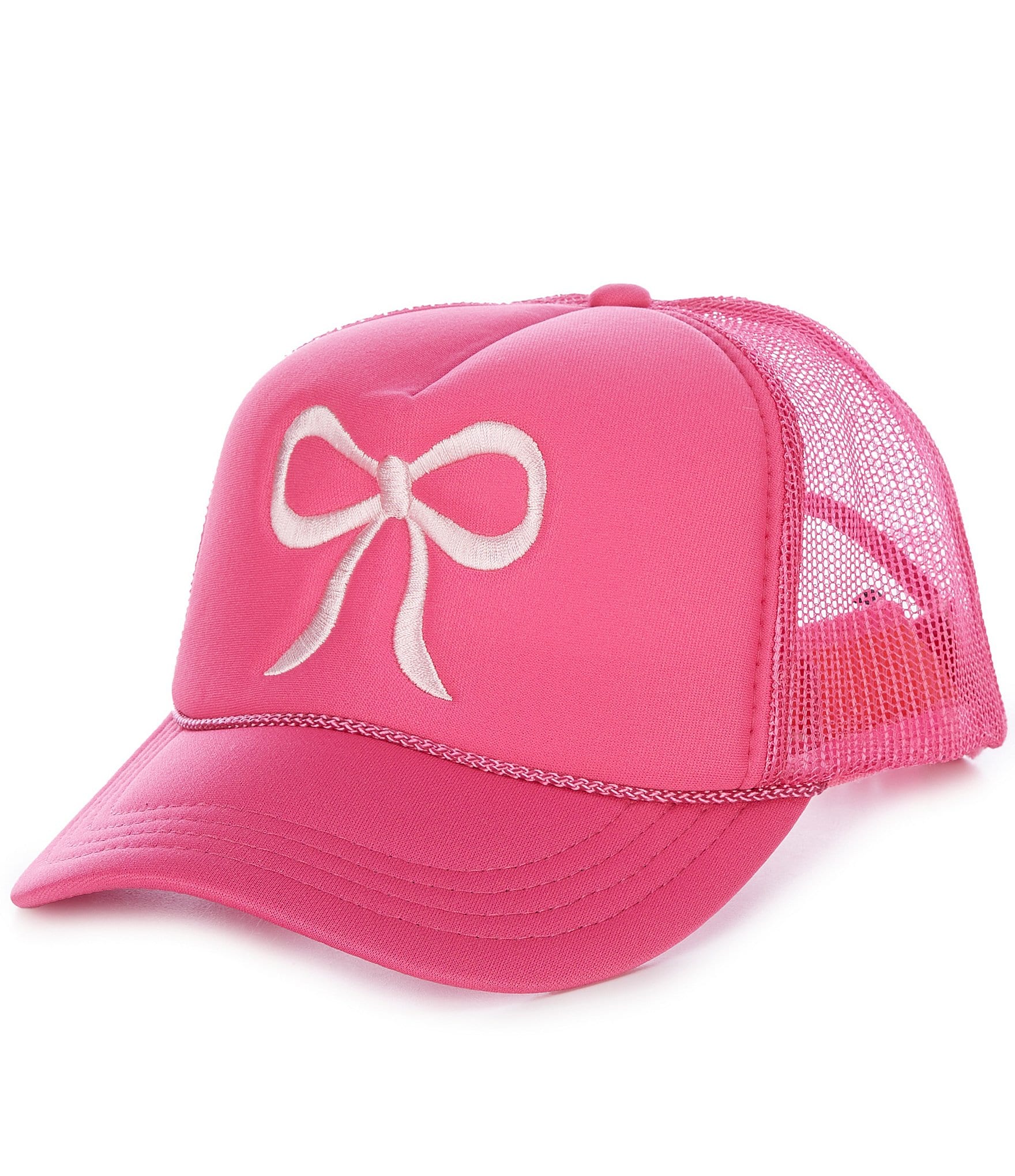 Madley Girls Embroidered Pink Large Bow Trucker Hat | Dillard's
